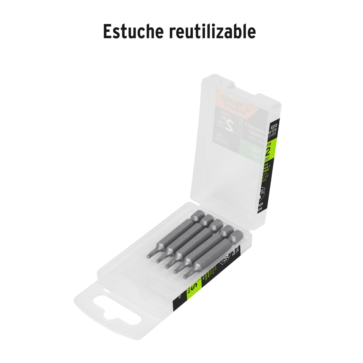 Estuche con 5 puntas torx T10 largo 2´´, Truper Expert2