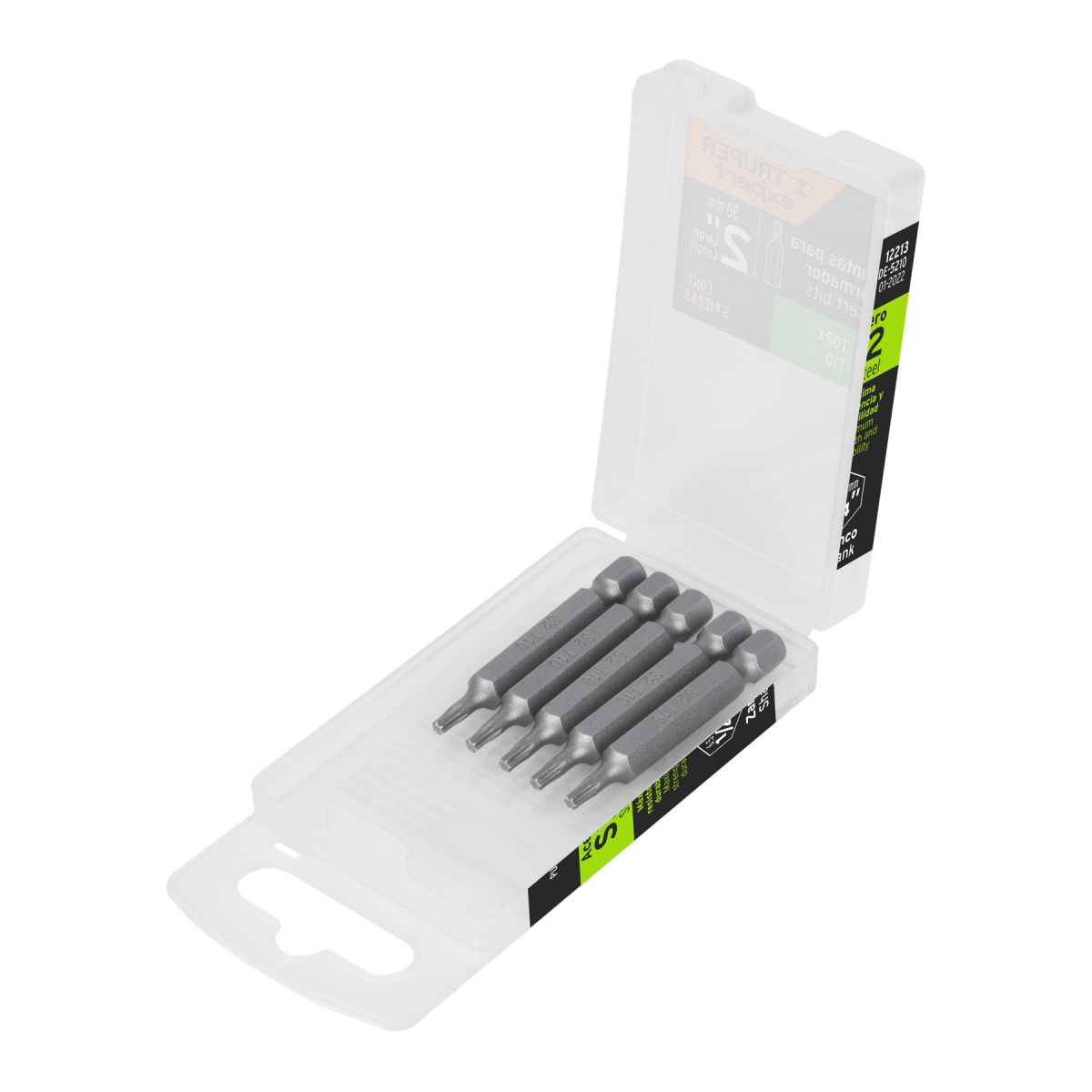 Estuche con 5 puntas torx T10 largo 2´´, Truper Expert1