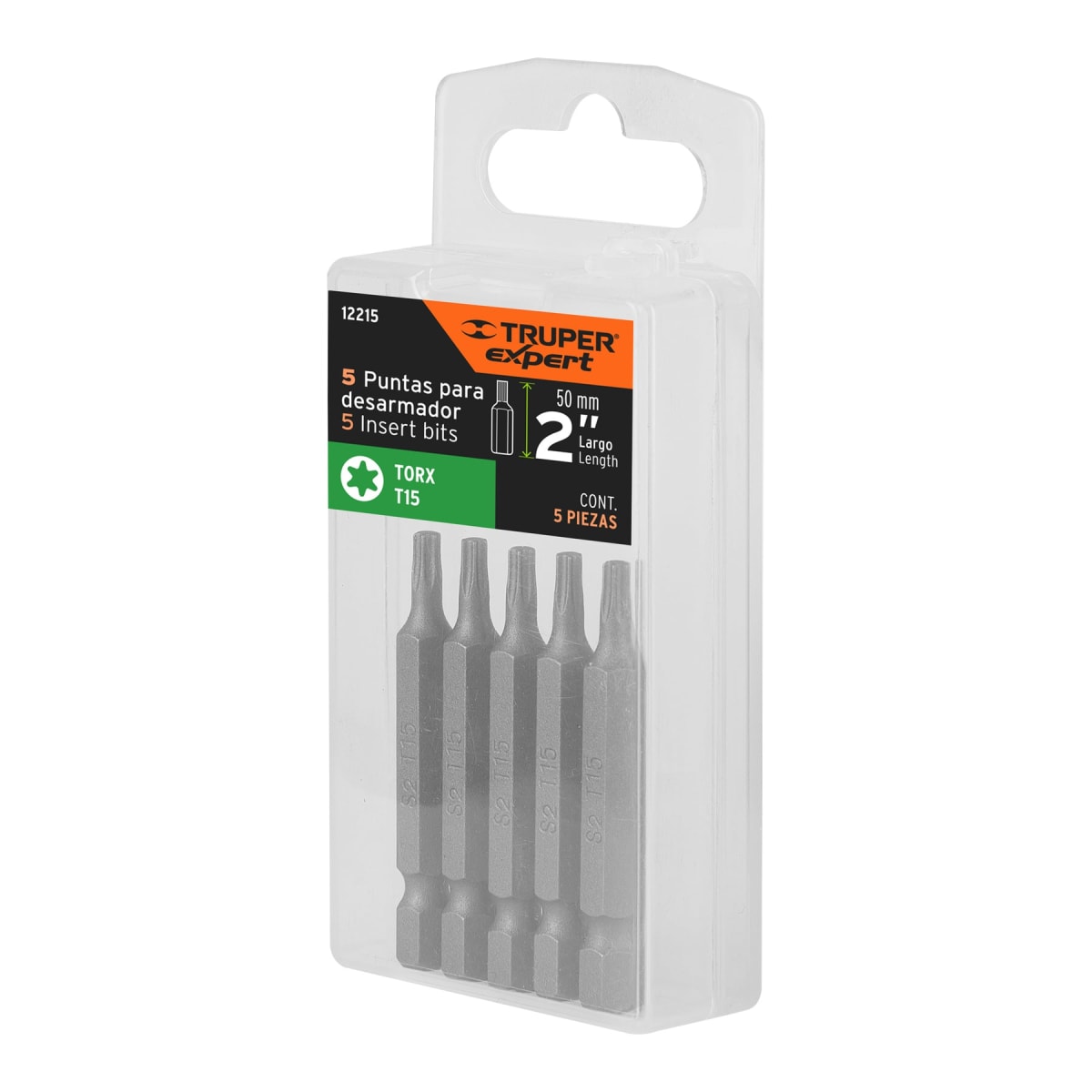 Estuche con 5 puntas torx T15 largo 2´´, Truper Expert5