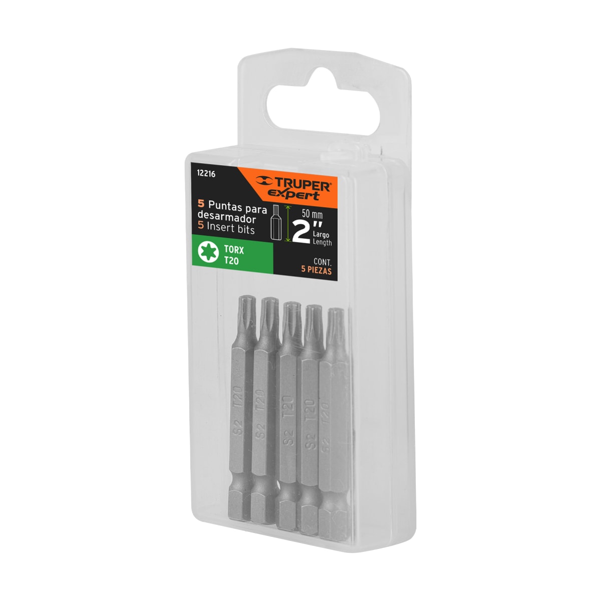 Estuche con 5 puntas torx T20 largo 2'' Truper Expert5