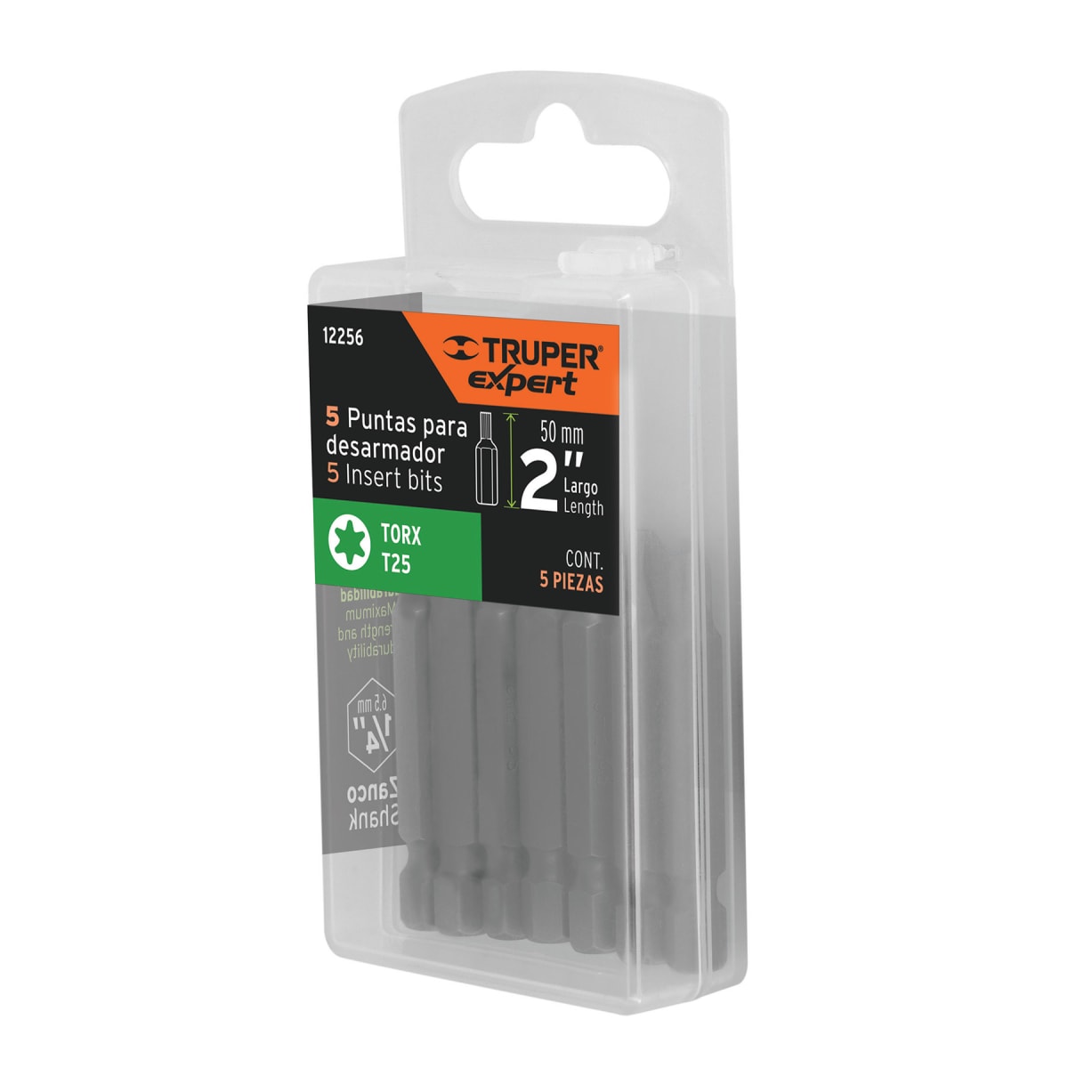 Estuche con 5 puntas torx T25 largo 2'' Truper Expert5