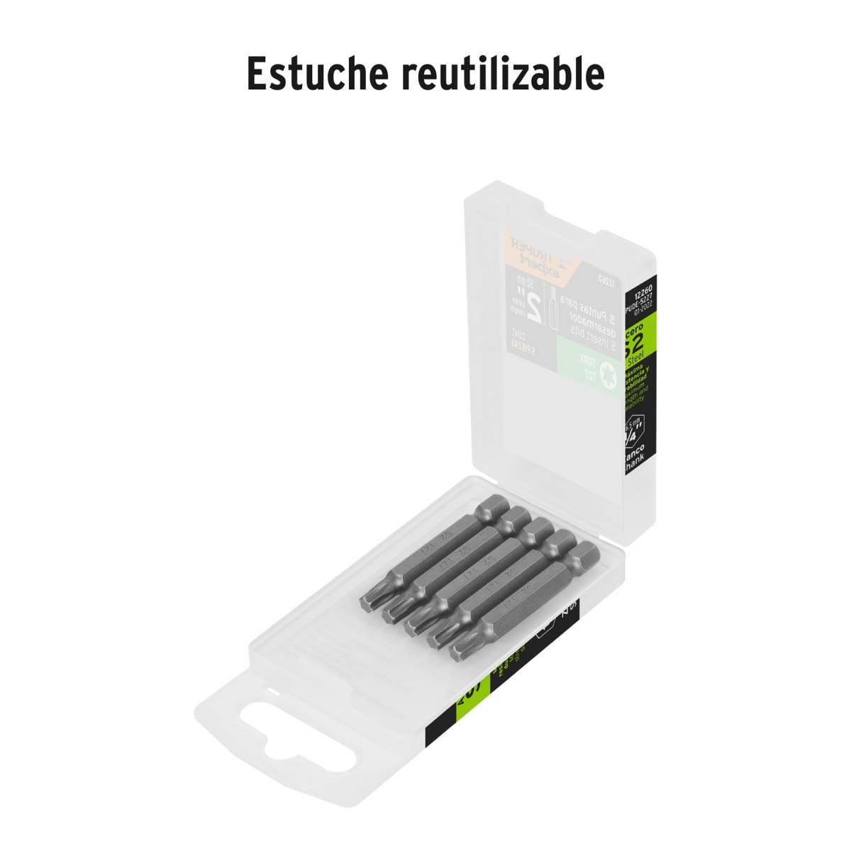 Estuche con 5 puntas torx T27 largo 2´´, Truper Expert2