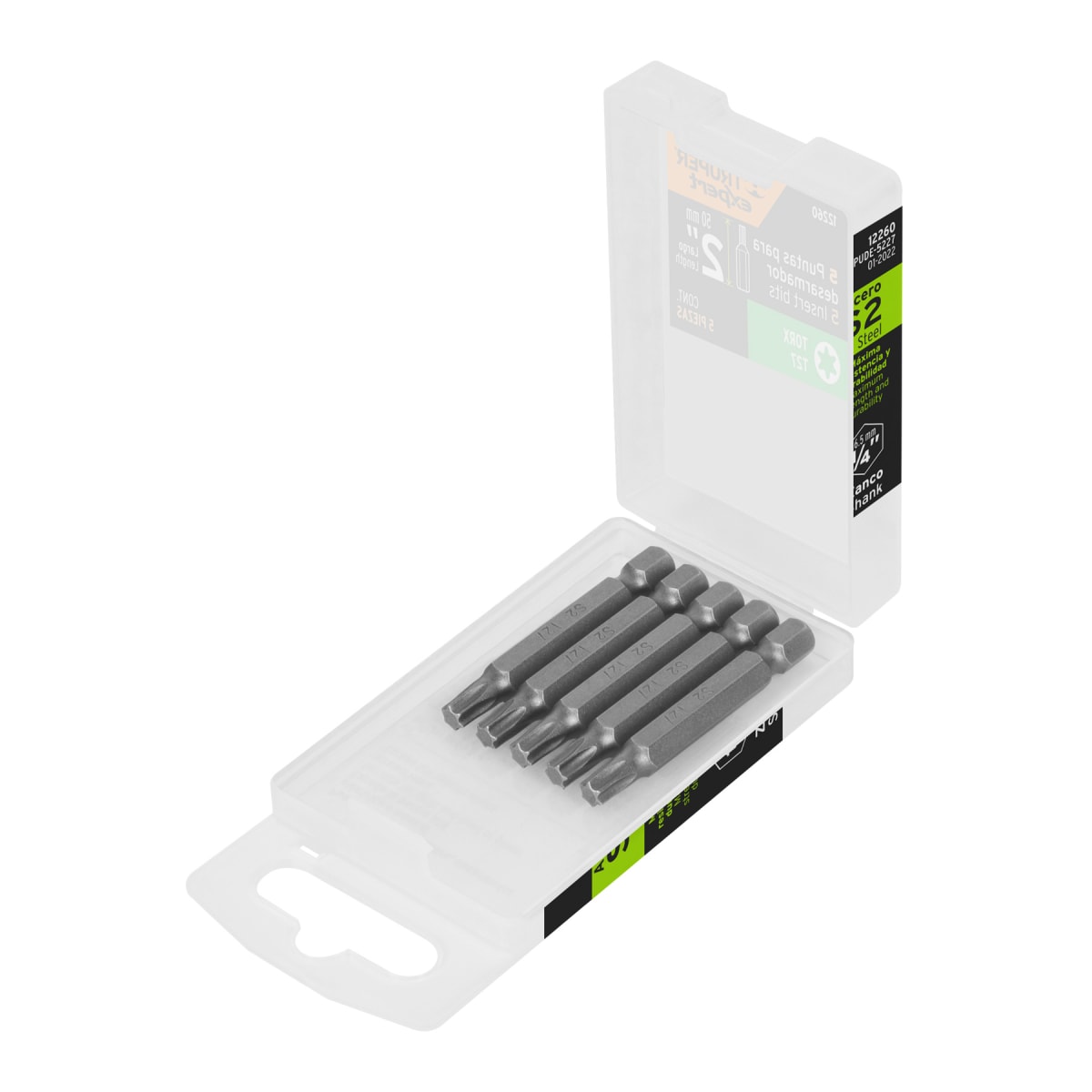 Estuche con 5 puntas torx T27 largo 2´´, Truper Expert1
