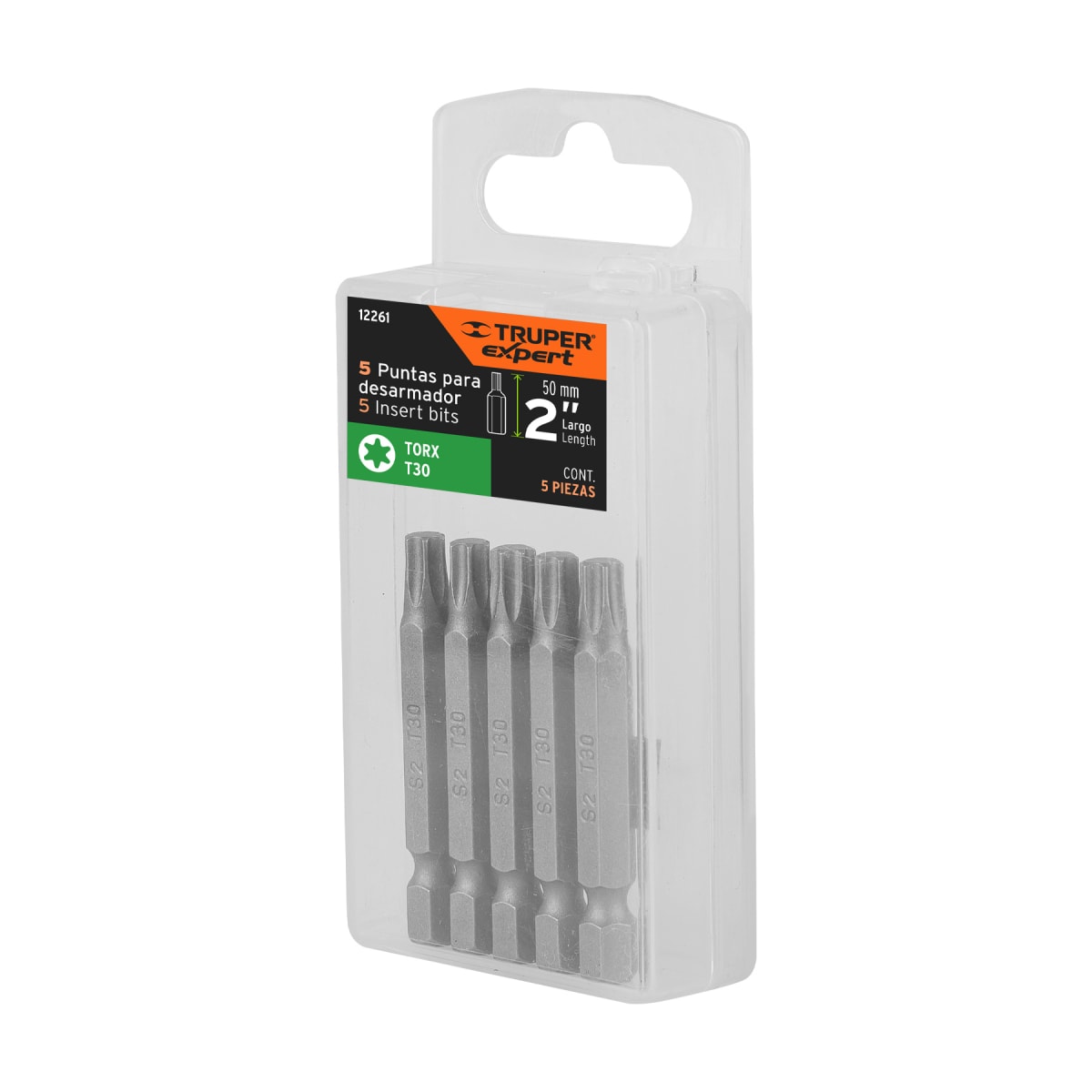 Estuche con 5 puntas torx T30 largo 2´´, Truper Expert5