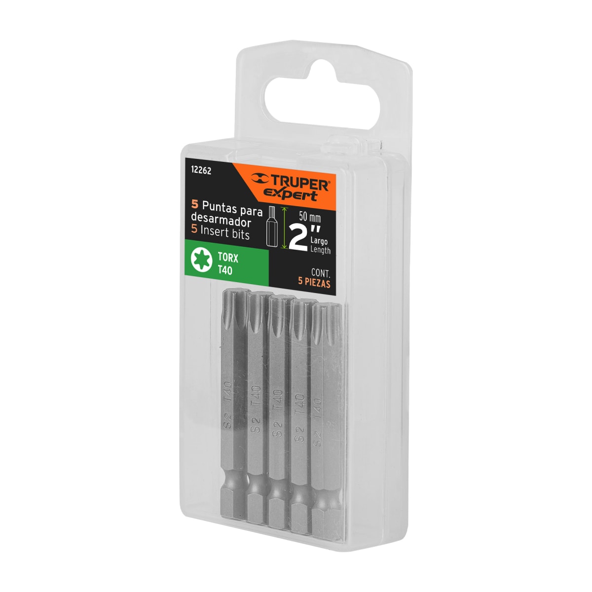 Estuche con 5 puntas torx T40 largo 2´´, Truper Expert5