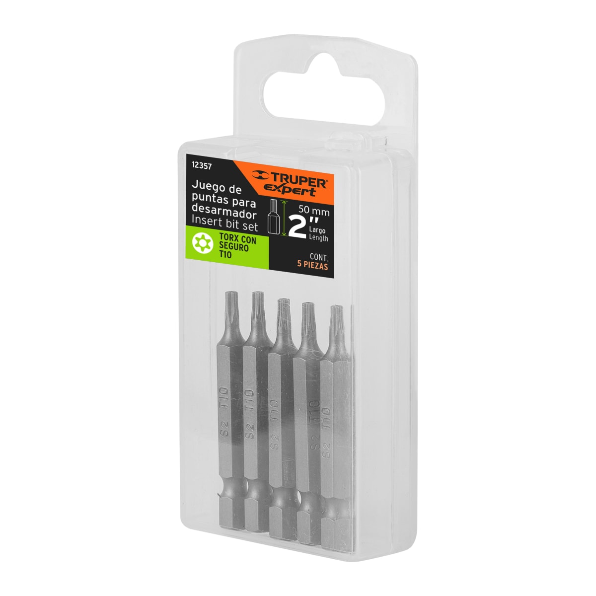 Estuche con 5 puntas torx T10 con seguro largo 2´´, Expert Truper5