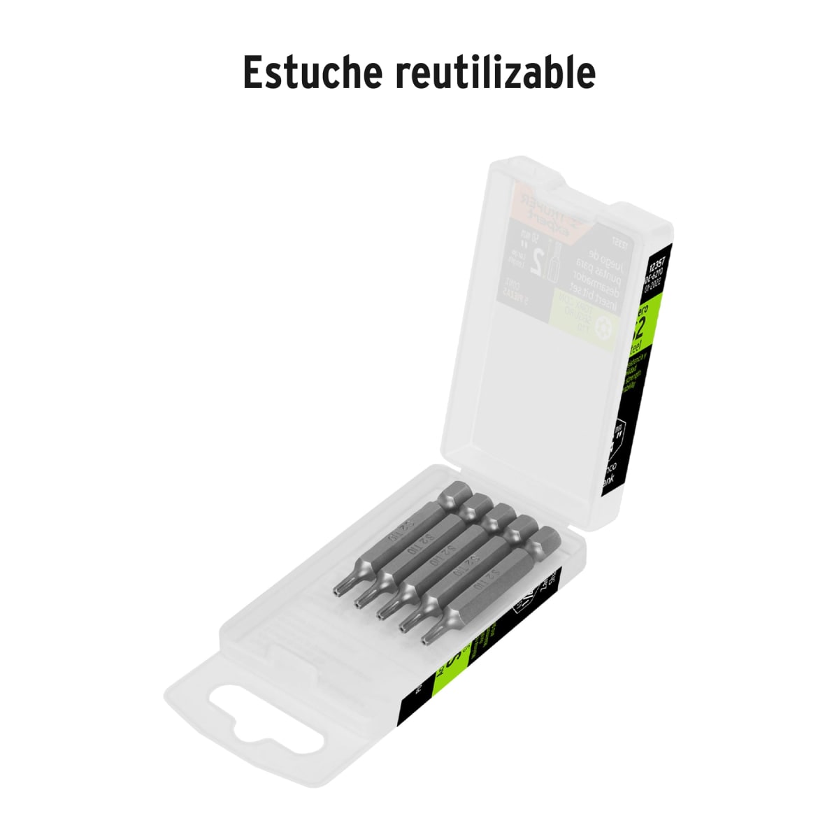 Estuche con 5 puntas torx T10 con seguro largo 2´´, Expert Truper2