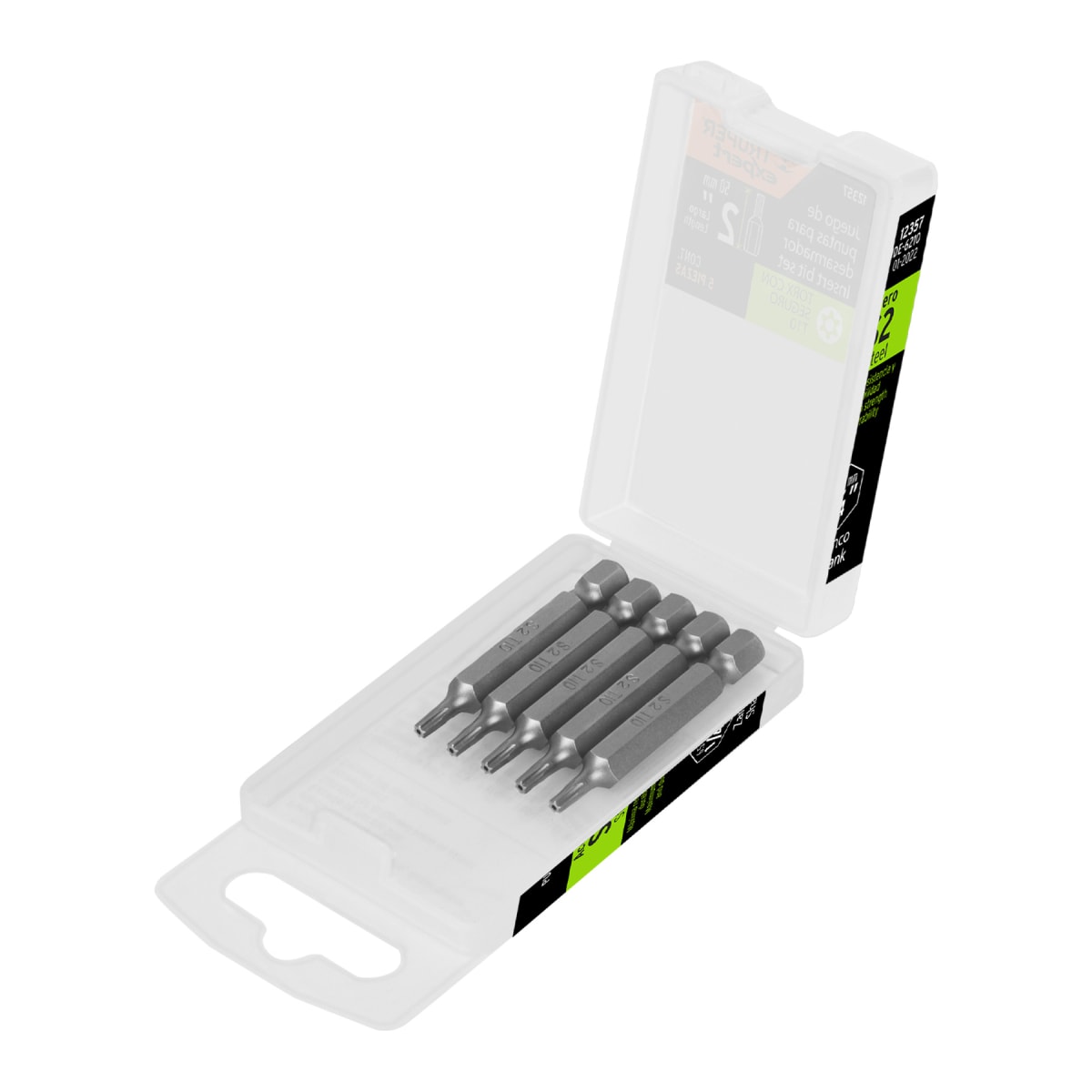Estuche con 5 puntas torx T10 con seguro largo 2´´, Expert Truper1