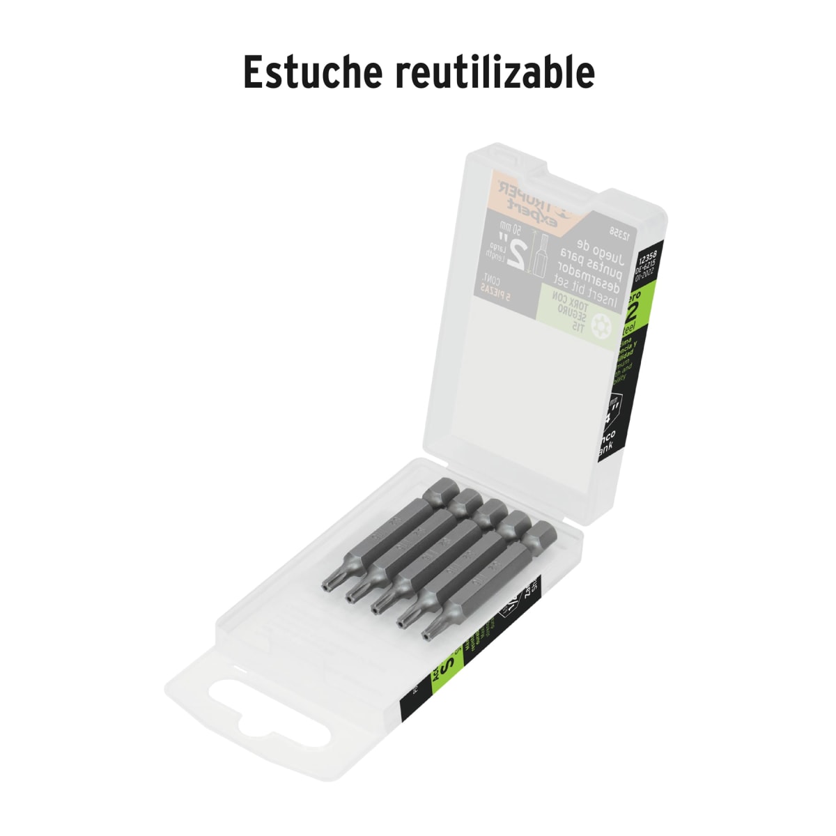 Estuche con 5 puntas torx T15 con seguro largo 2´´, Expert Truper4