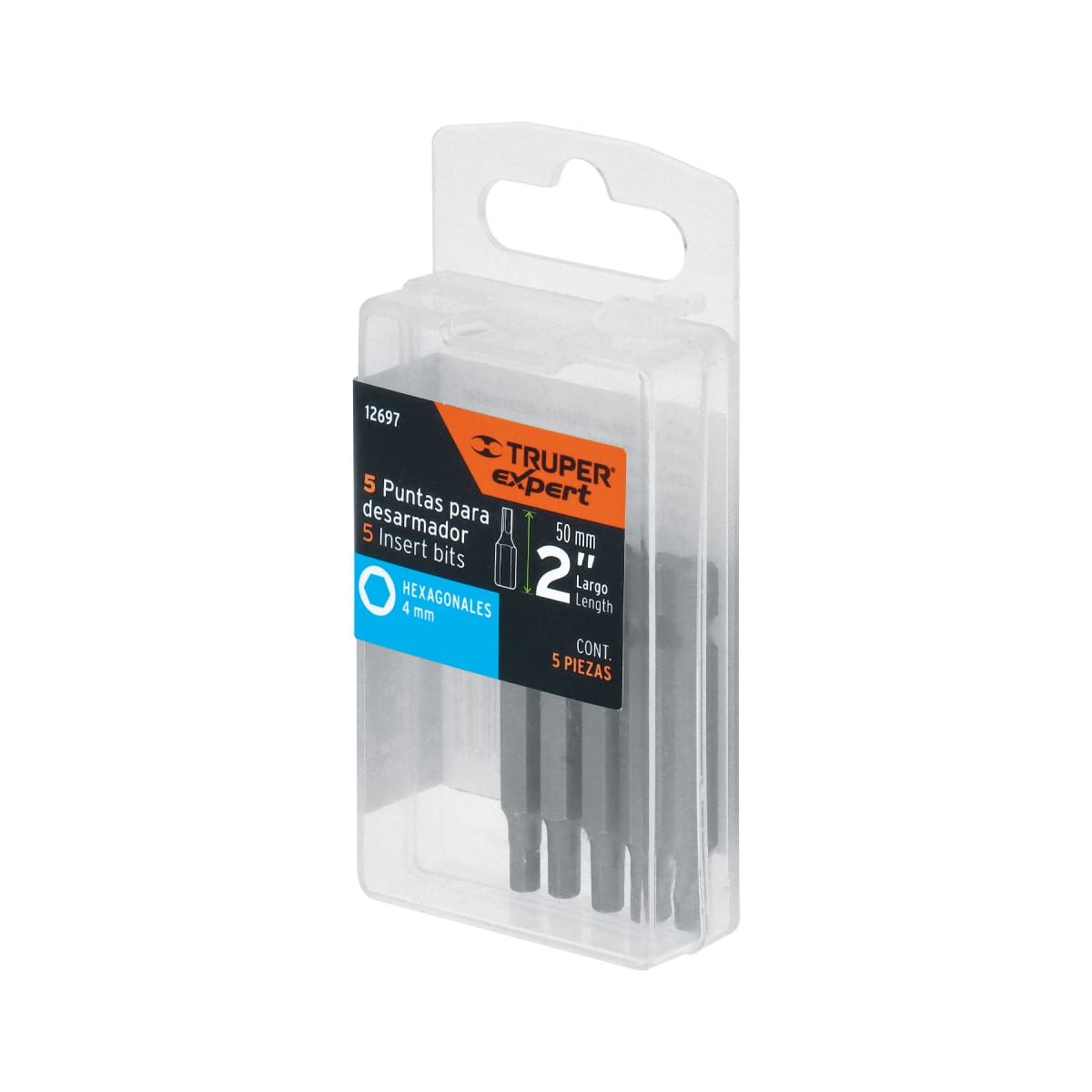 Estuche con 5 puntas hexagonales de 4 mm largo 2'' Truper Expert4