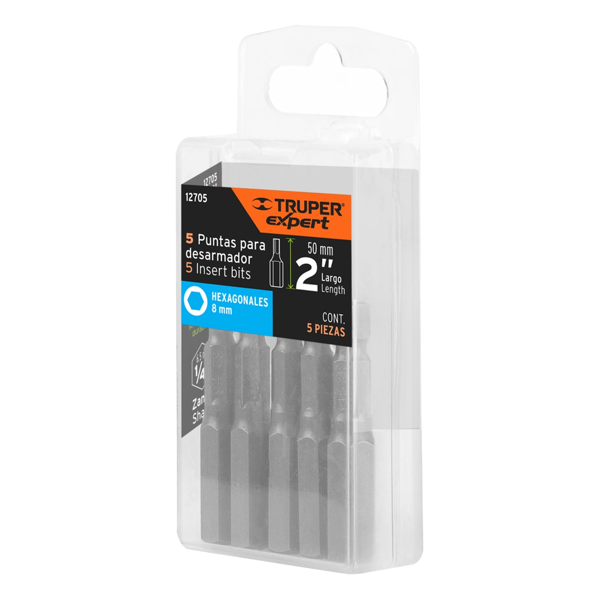 Estuche con 5 puntas hexagonales de 8 mm largo 2´´, Expert Truper5