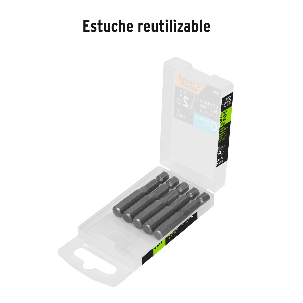 Estuche con 5 puntas hexagonales de 8 mm largo 2´´, Expert Truper4