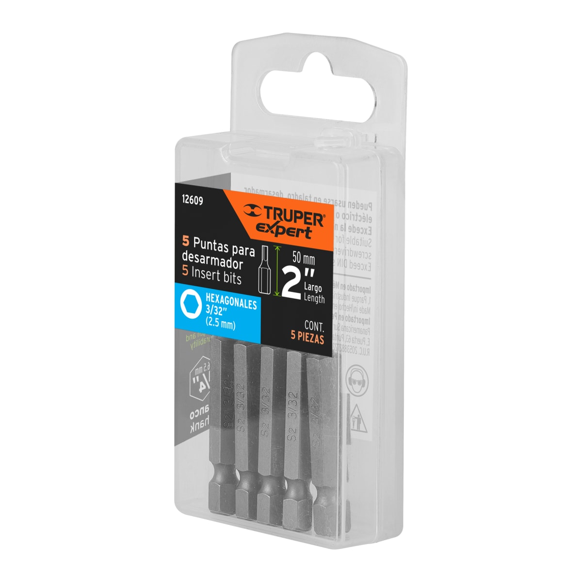 Estuche con 5 puntas hexagonales de 3/32mm largo 2´´, Expert Truper5