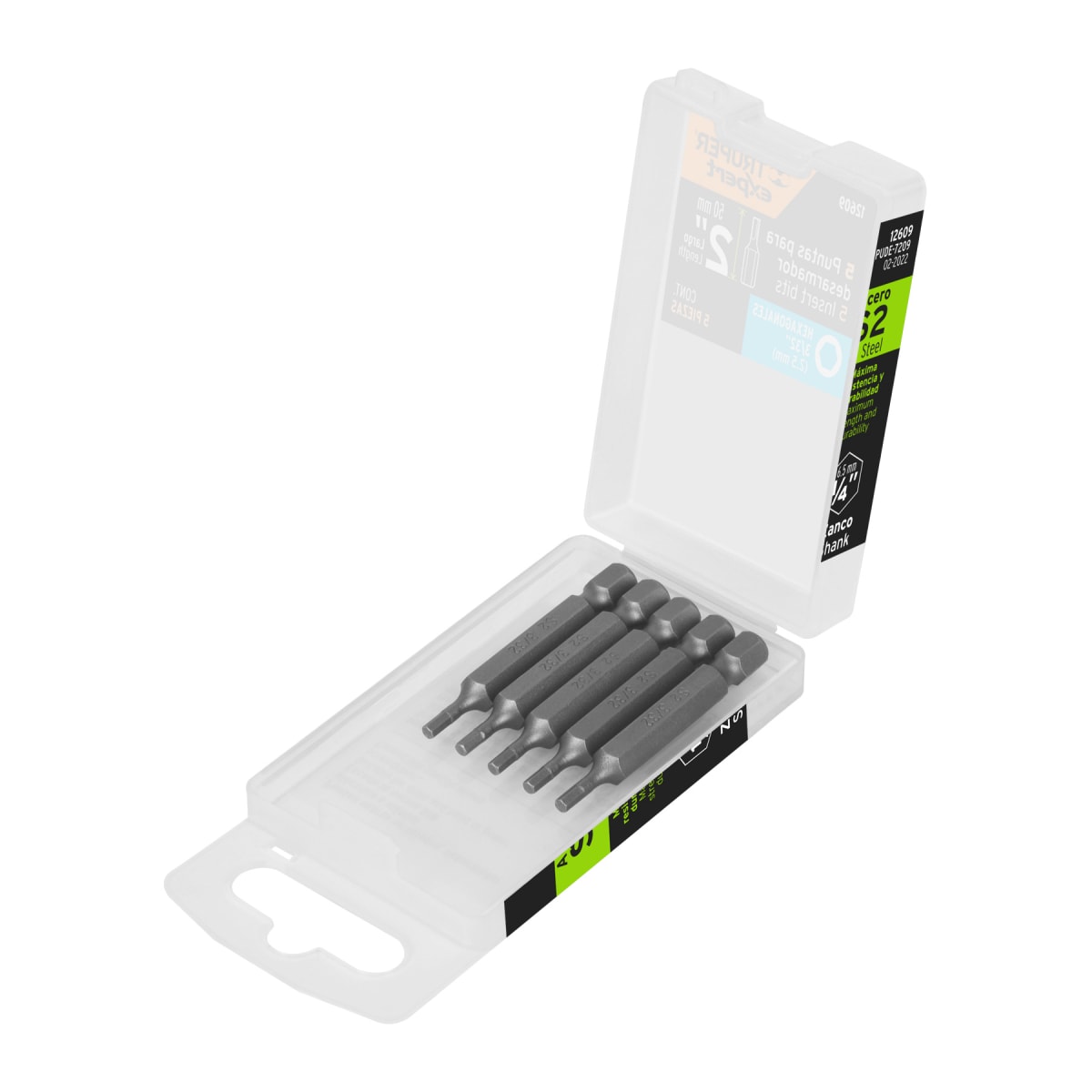 Estuche con 5 puntas hexagonales de 3/32mm largo 2´´, Expert Truper1