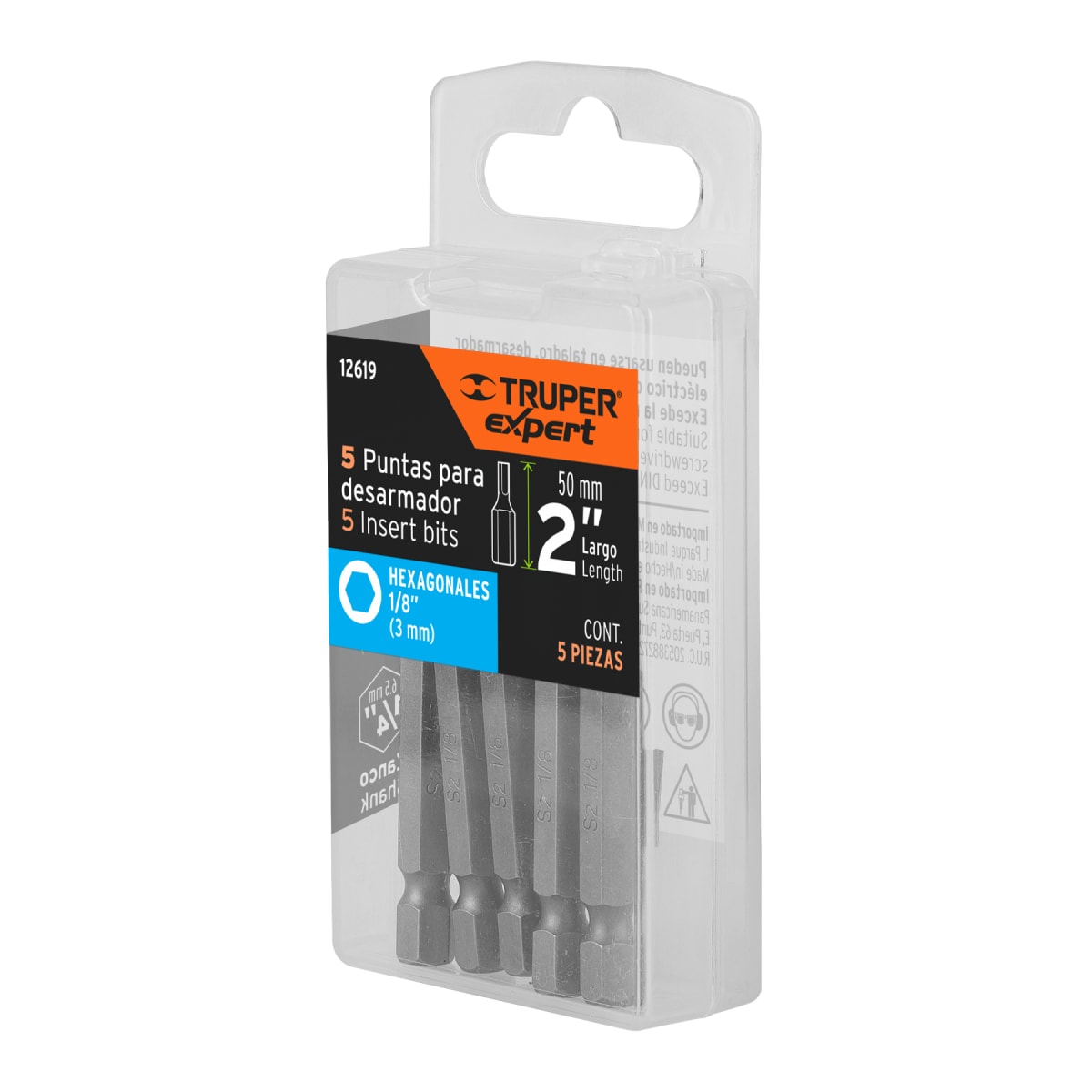 Estuche con 5 puntas hexagonales de 1/8mm largo 2´´, Expert Truper5