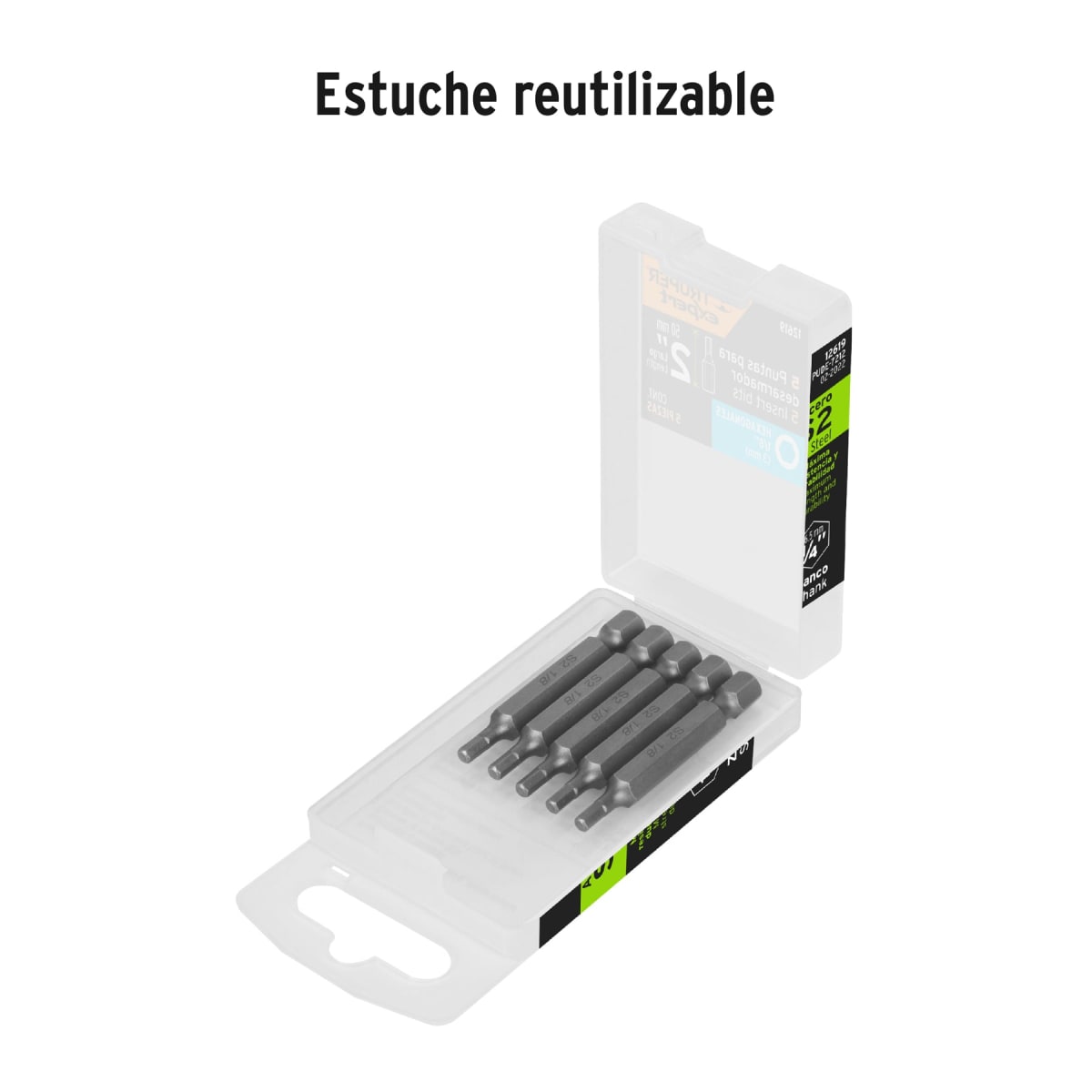 Estuche con 5 puntas hexagonales de 1/8mm largo 2´´, Expert Truper4