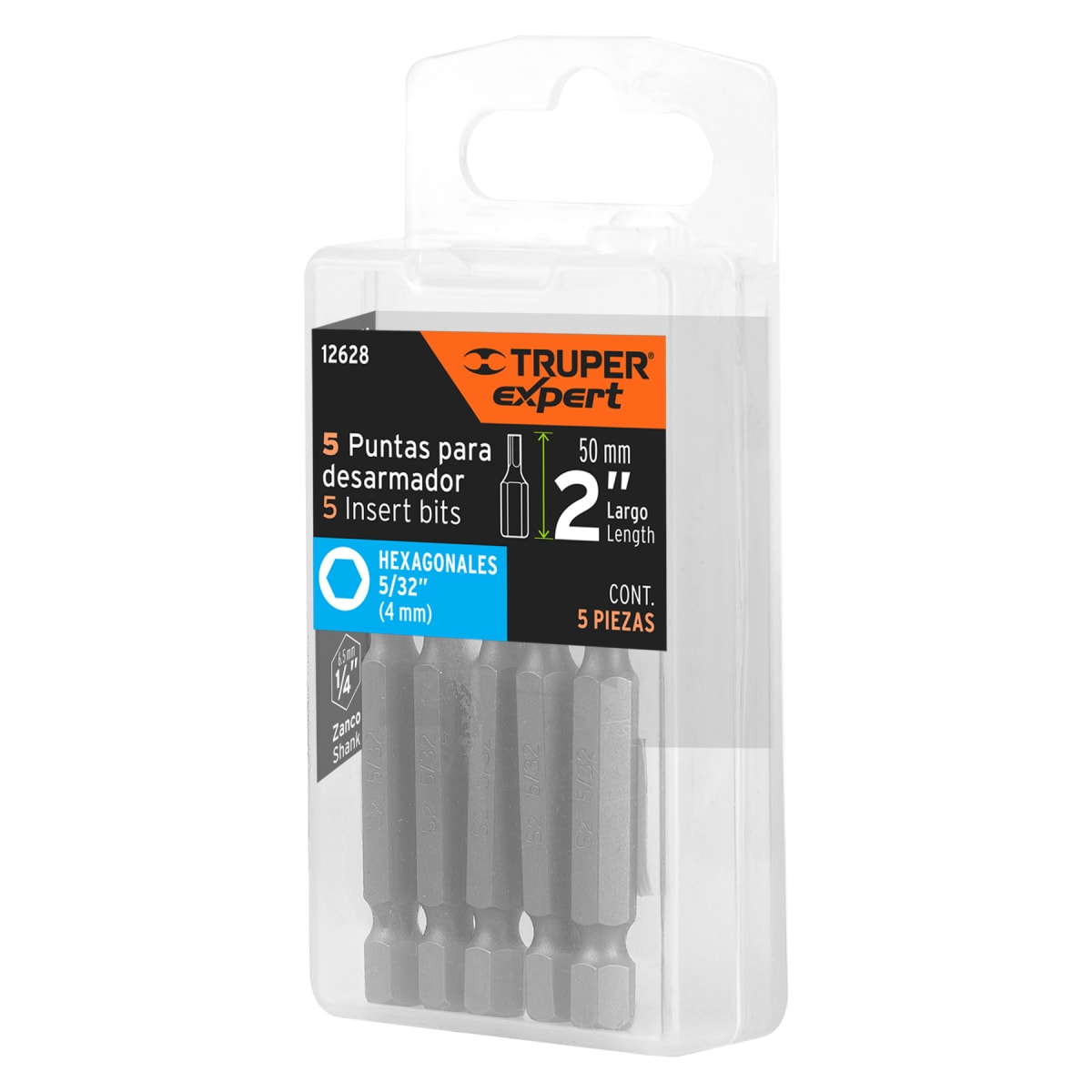 Estuche con 5 puntas hexagonales de 5/32mm largo 2´´, Expert Truper5
