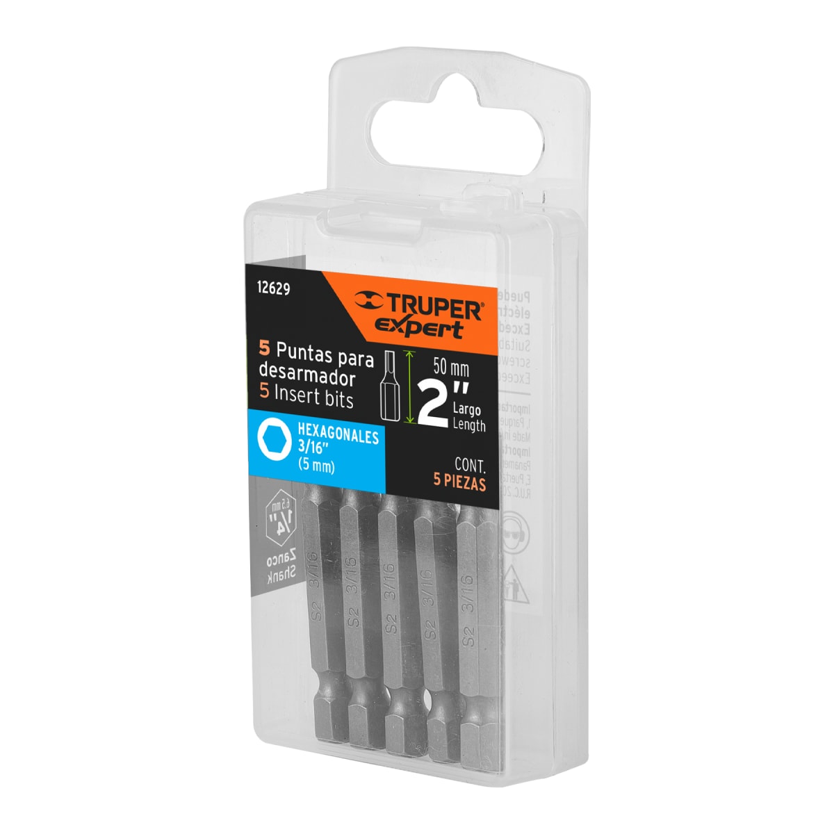 Estuche con 5 puntas hexagonales de 3/16mm largo 2´´, Expert Truper5