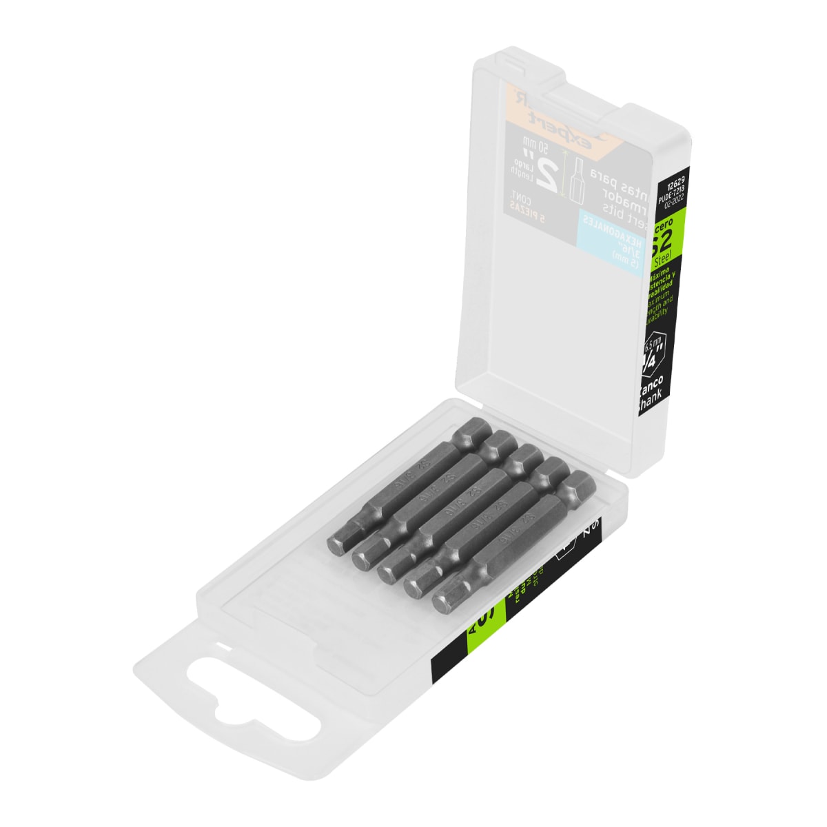 Estuche con 5 puntas hexagonales de 3/16mm largo 2´´, Expert Truper1