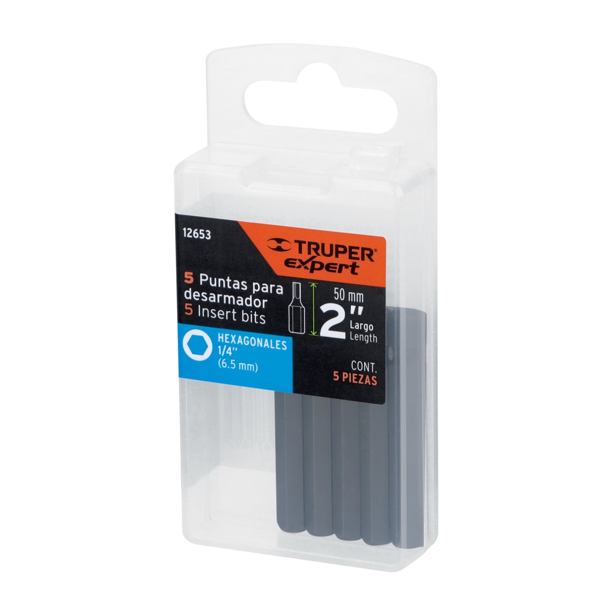 Estuche con 5 puntas hexagonales de 1/4mm largo 2´´, Expert Truper5