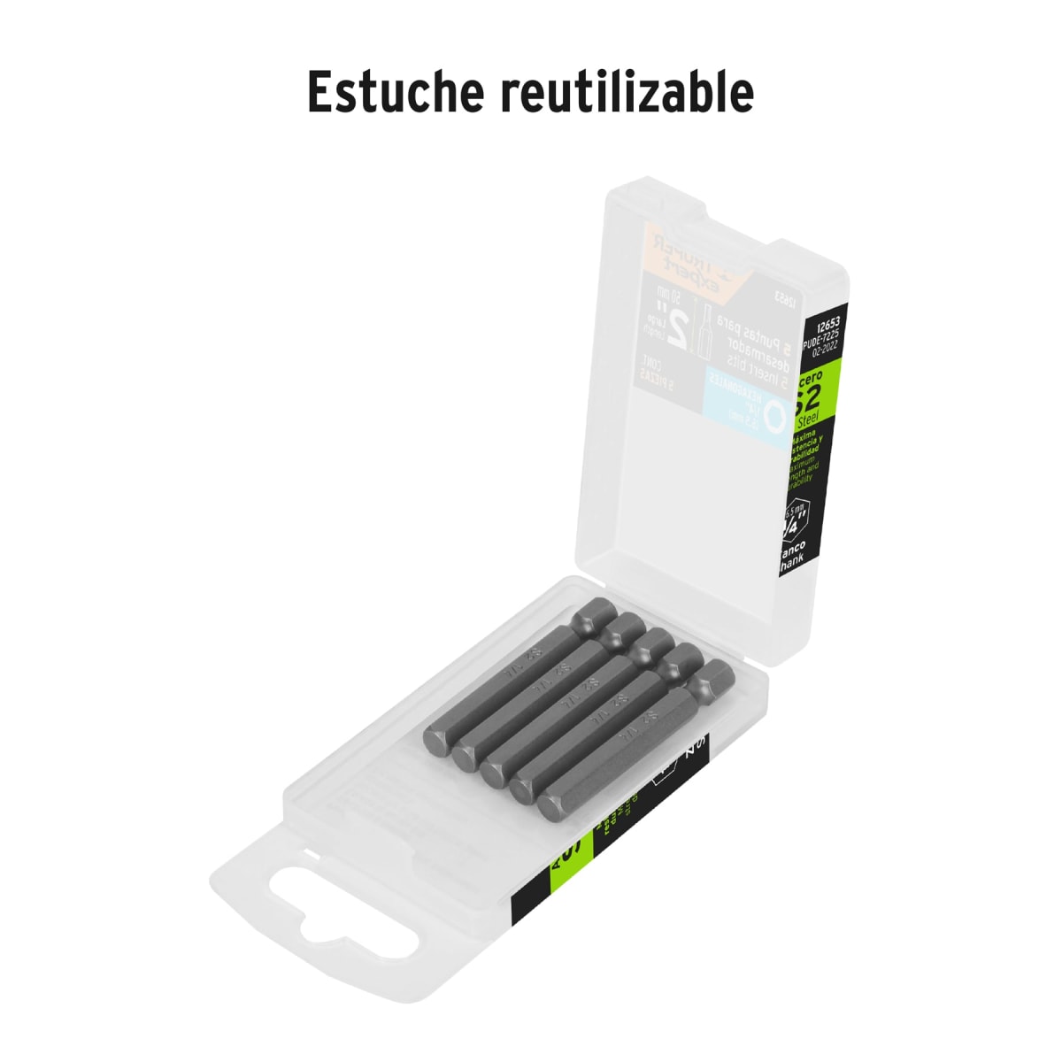 Estuche con 5 puntas hexagonales de 1/4mm largo 2´´, Expert Truper4