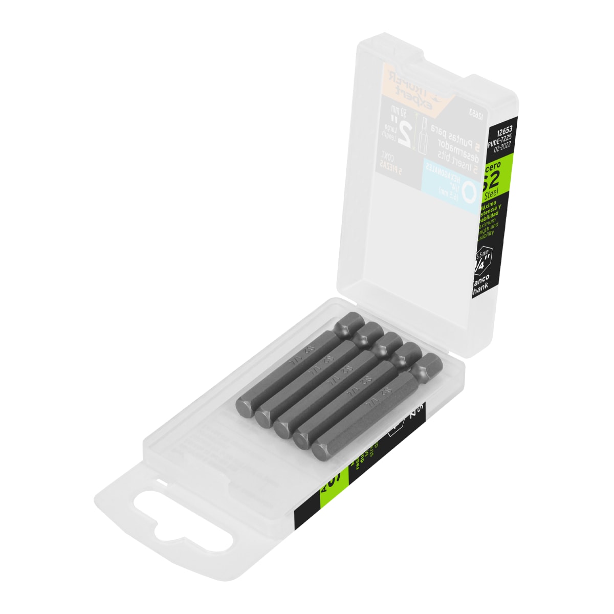Estuche con 5 puntas hexagonales de 1/4mm largo 2´´, Expert Truper1