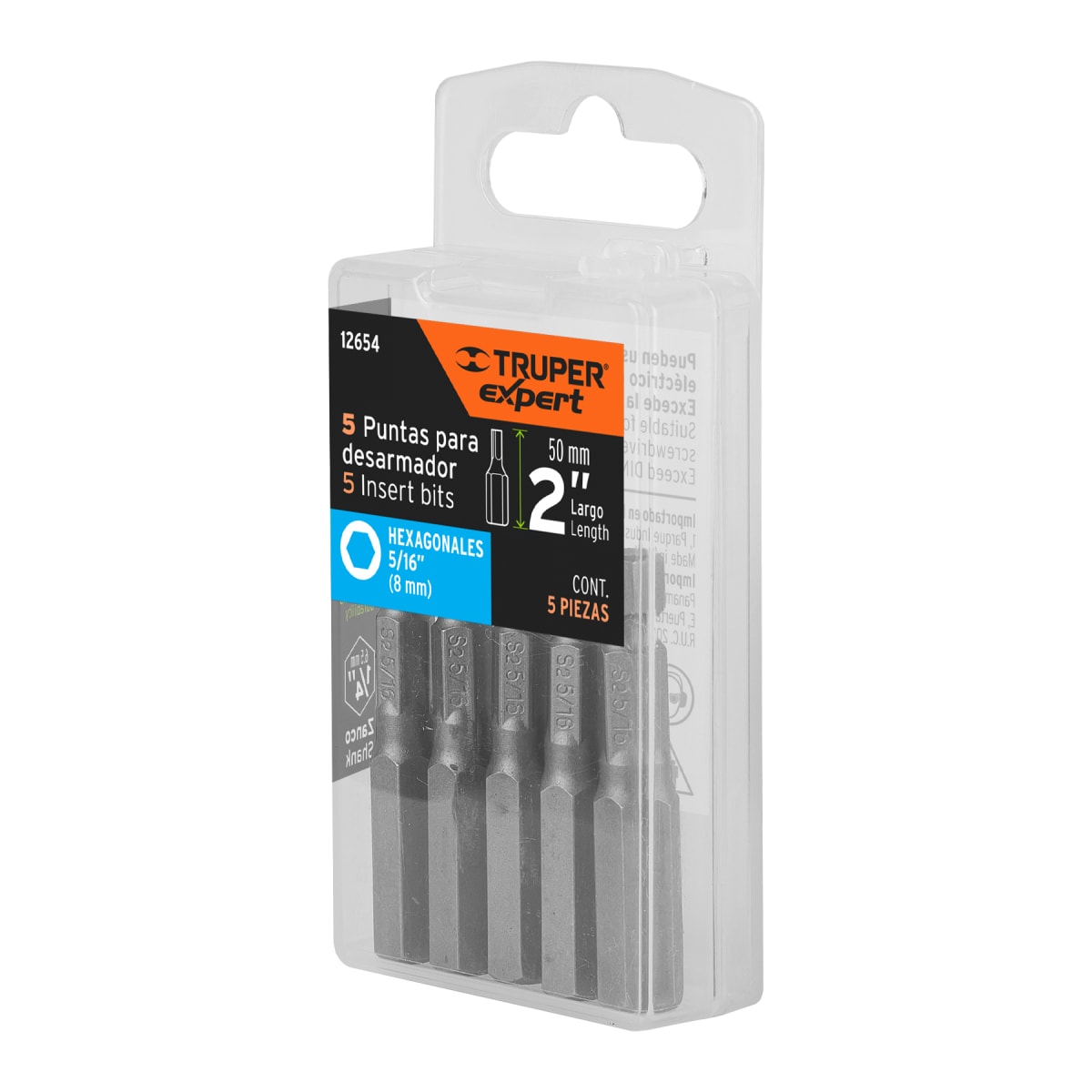 Estuche con 5 puntas hexagonales de 5/16mm largo 2´´, Expert Truper3