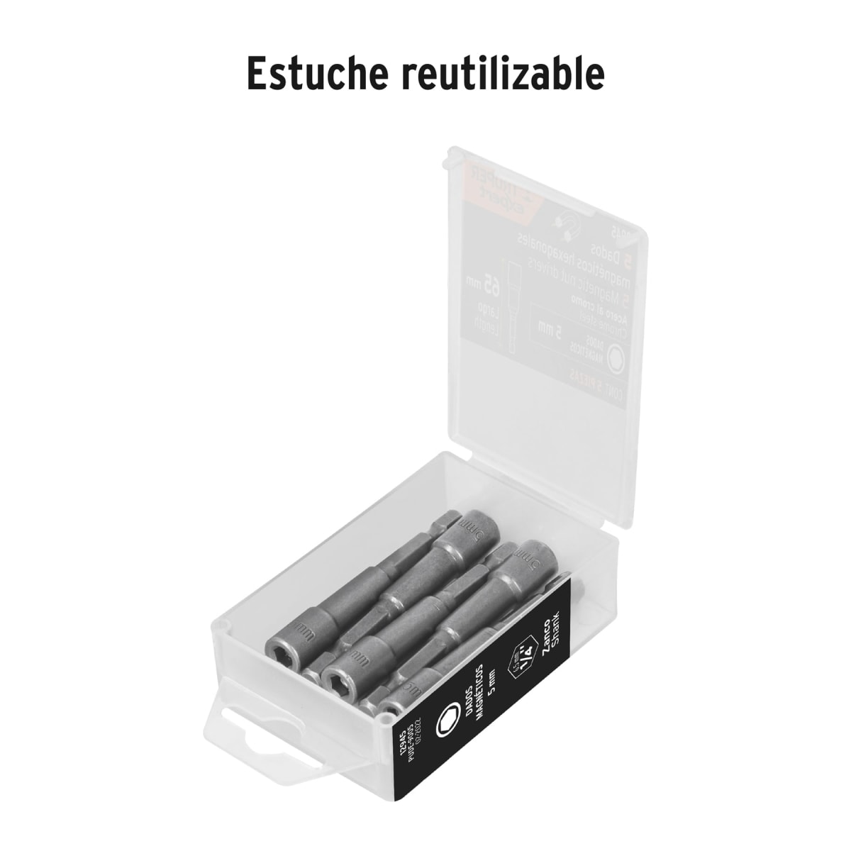 Estuche con 5 dados magnéticos de 5 mm largo 2´´, Expert Truper2