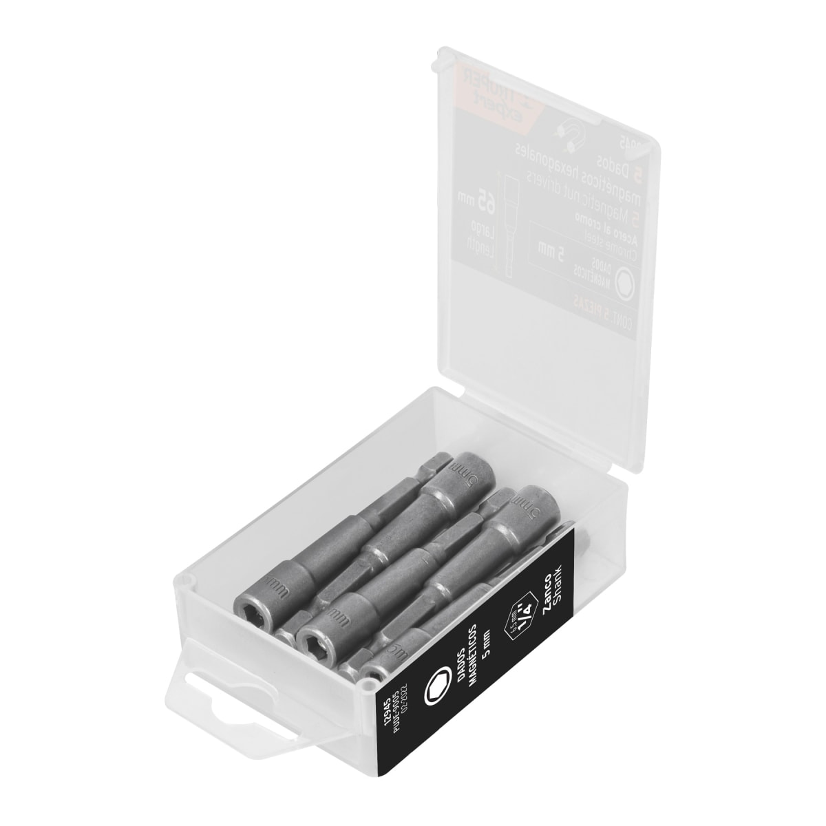 Estuche con 5 dados magnéticos de 5 mm largo 2´´, Expert Truper1