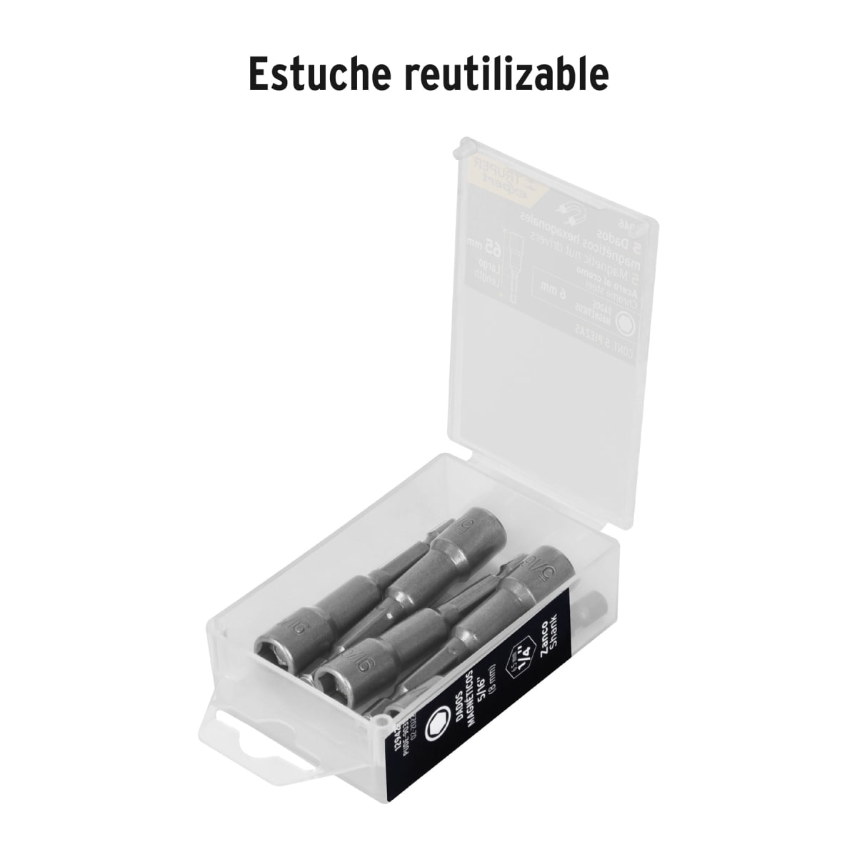 Estuche con 5 dados magnéticos de 6 mm largo 2´´, Expert Truper2