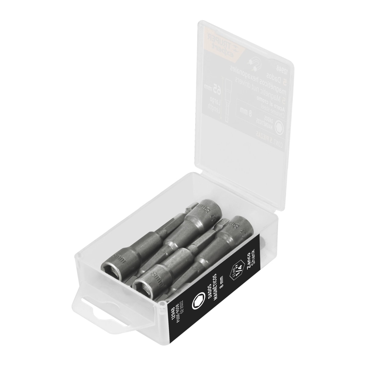 Estuche con 5 dados magnéticos de 8 mm largo 2´´, Expert Truper1