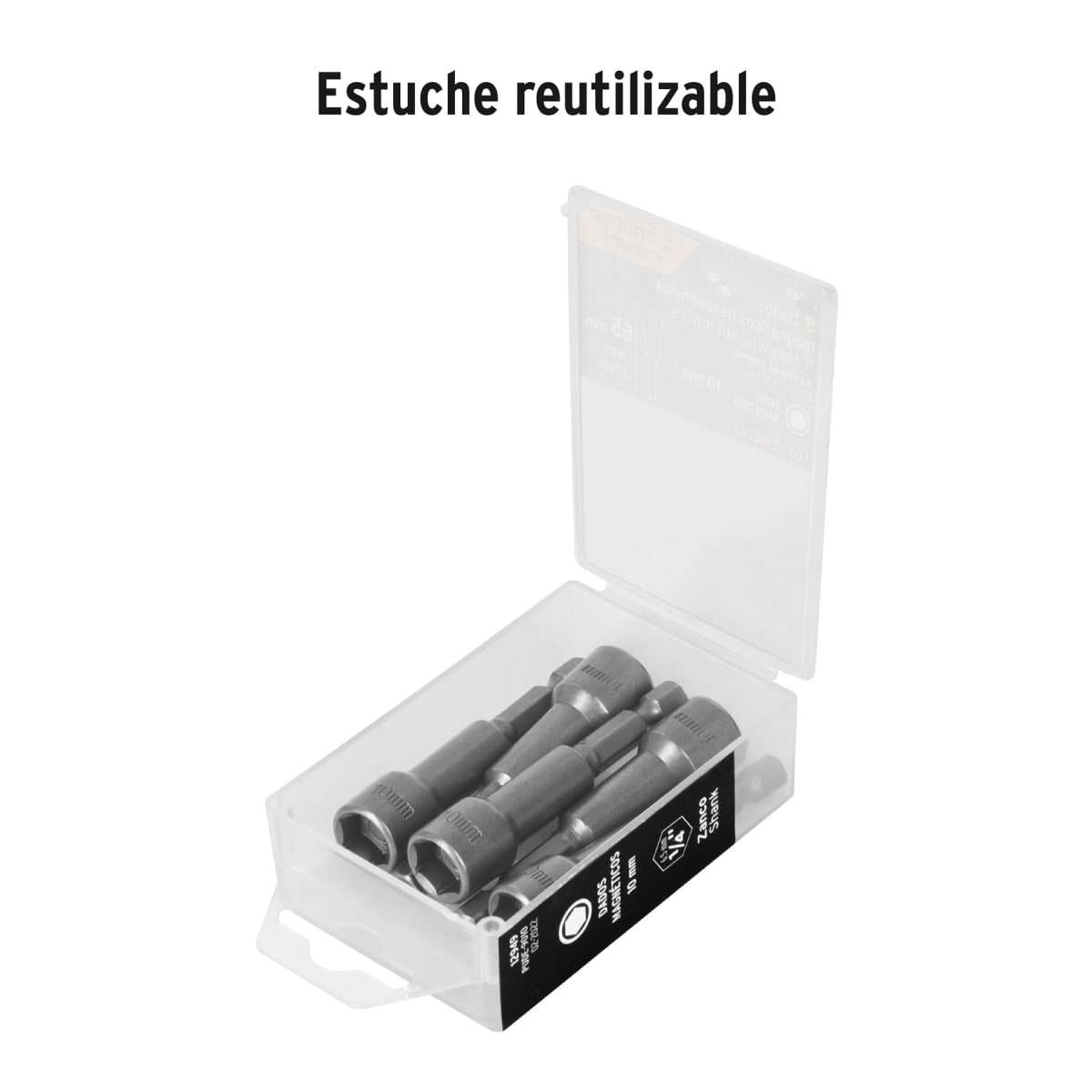 Estuche con 5 dados magnéticos de 10 mm largo 2´´, Expert Truper2