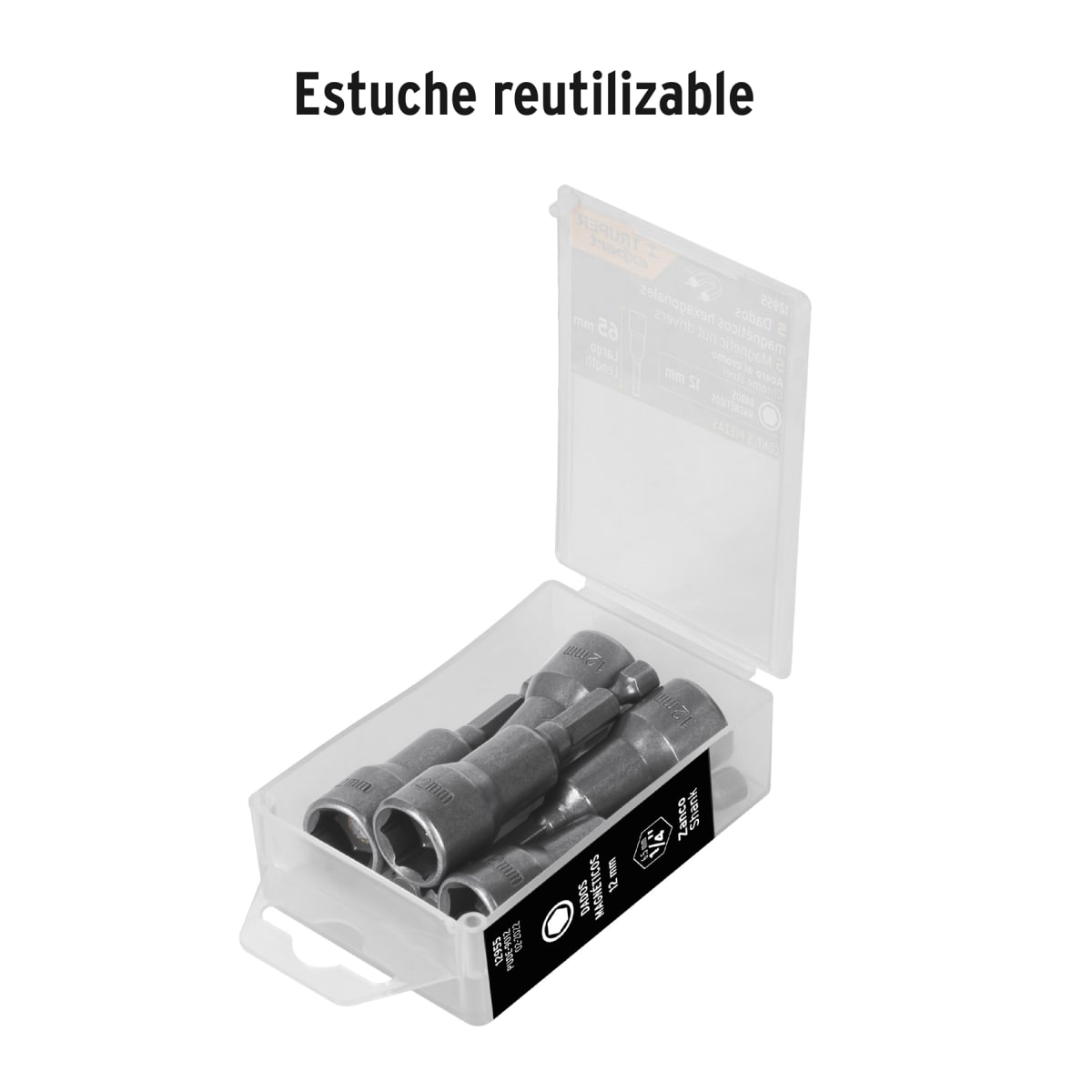 Estuche con 5 dados magnéticos de 12 mm largo 2´´, Expert Truper2