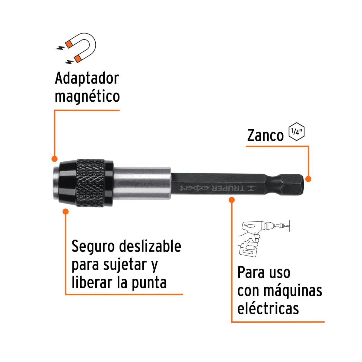 Adaptador de 125 mm magnético para puntas, Expert Truper2
