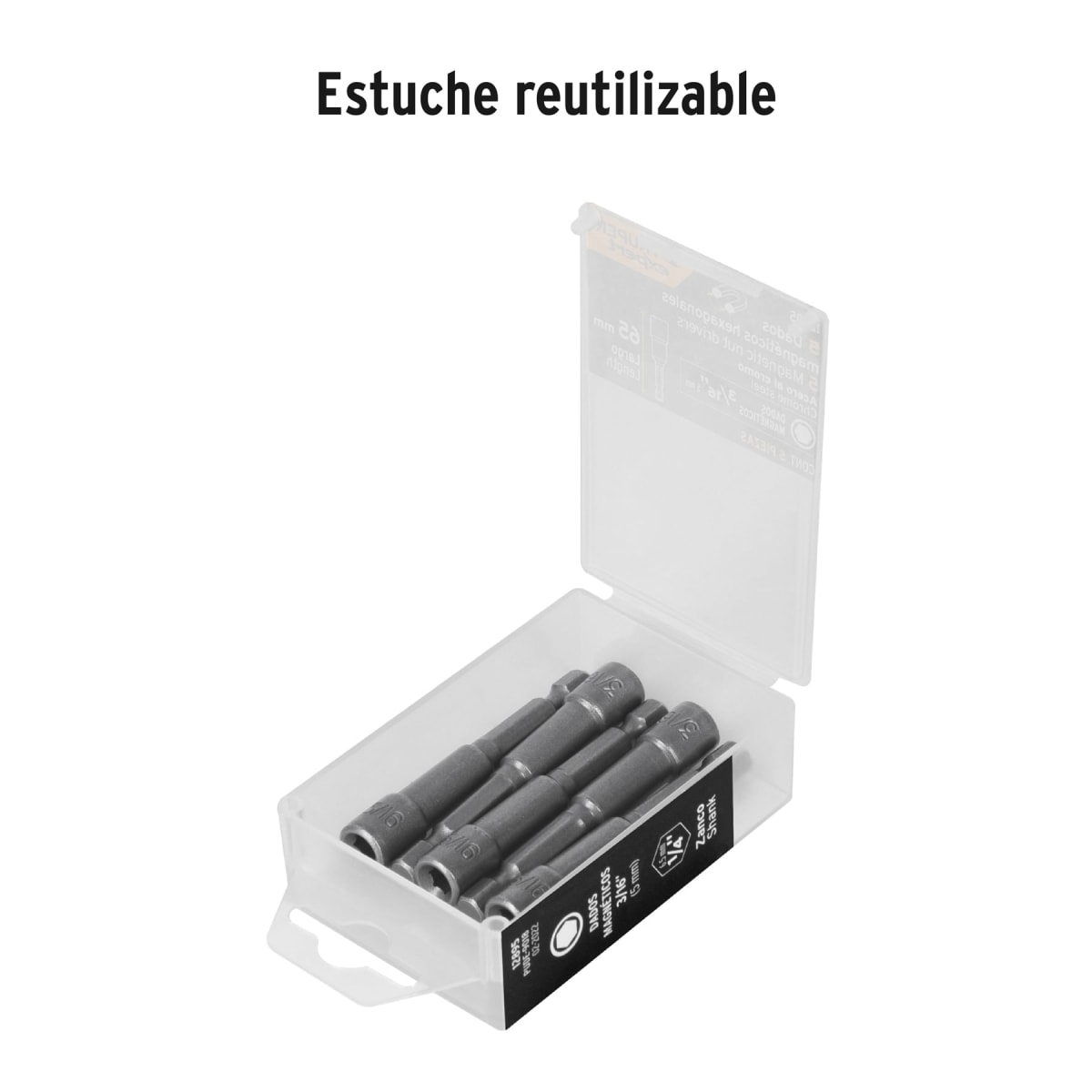 Estuche con 5 dados magnéticos de 3/16´´ largo 2´´, Expert Truper2