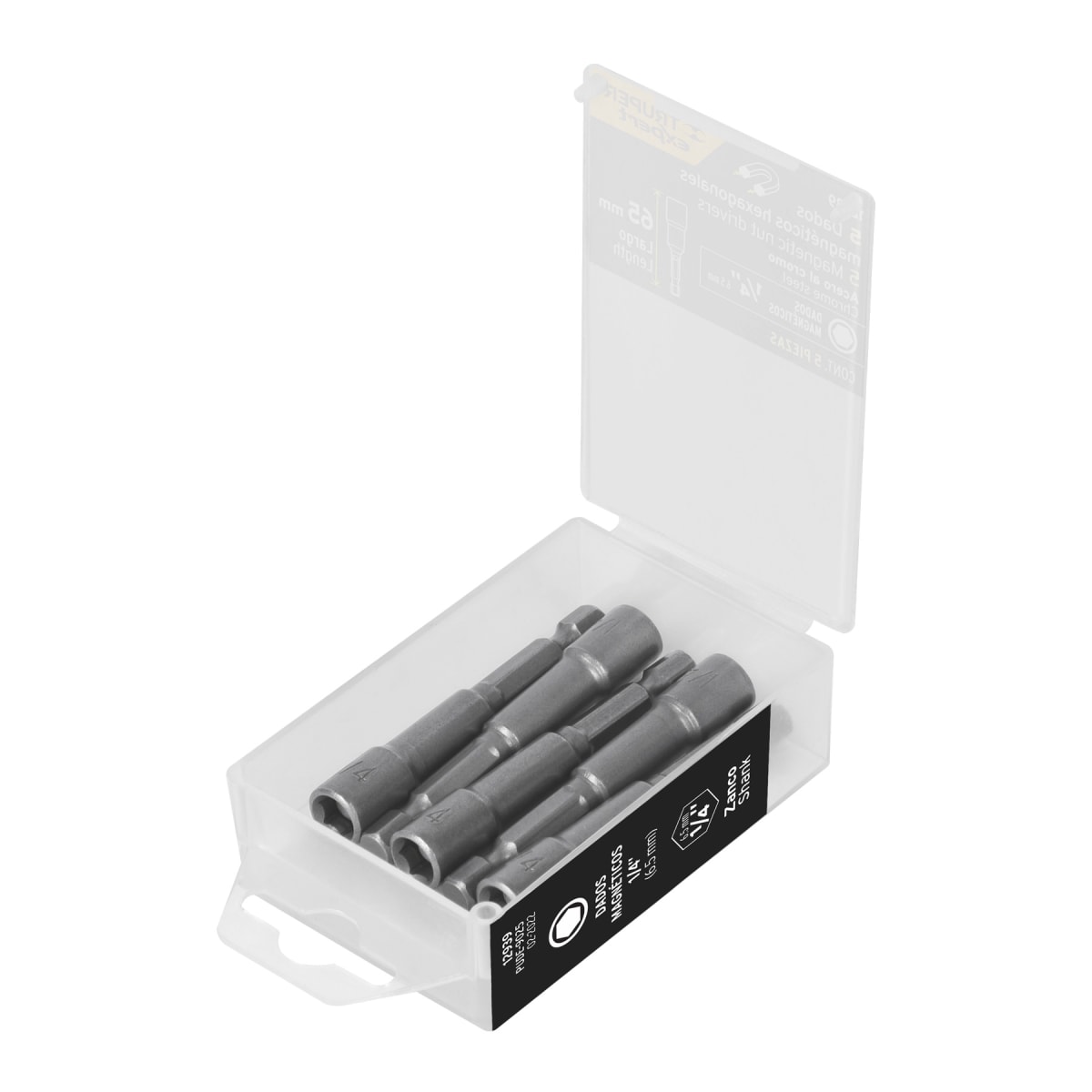 Estuche con 5 dados magnéticos de 1/4´´ largo 2´´, Expert Truper1