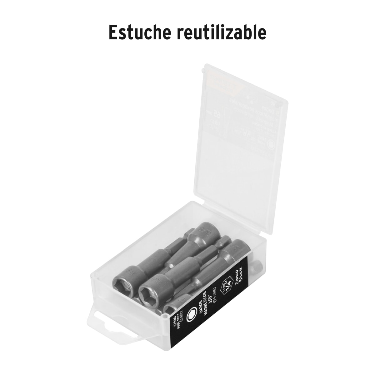 Estuche con 5 dados magnéticos de 3/8´´ largo 2´´, Expert Truper2