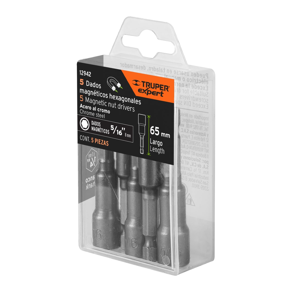 Estuche con 5 dados magnéticos de 5/16´´ largo 2´´, Expert Truper5