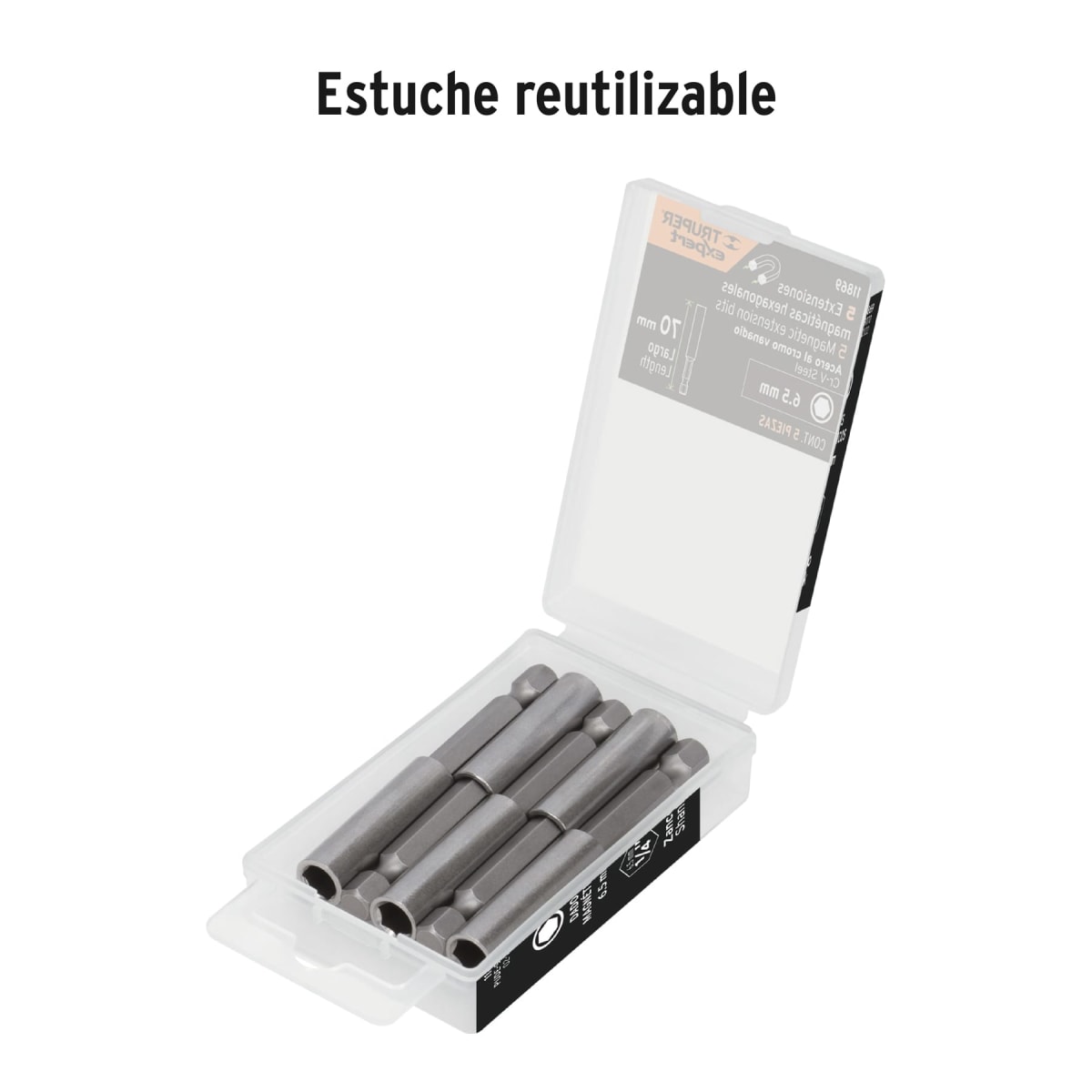Estuche con 5 extensiones de 70 mm magnéticas Truper Expert2