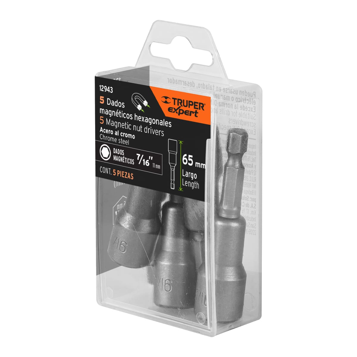 Estuche con 5 dados magnéticos de 7/16´´ largo 2´´, Expert Truper5