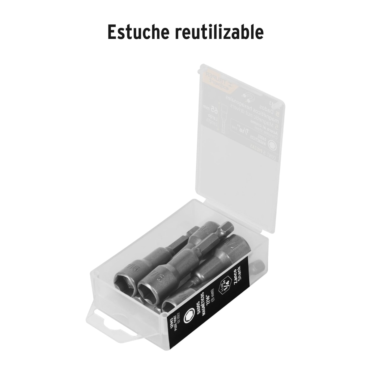 Estuche con 5 dados magnéticos de 7/16´´ largo 2´´, Expert Truper2