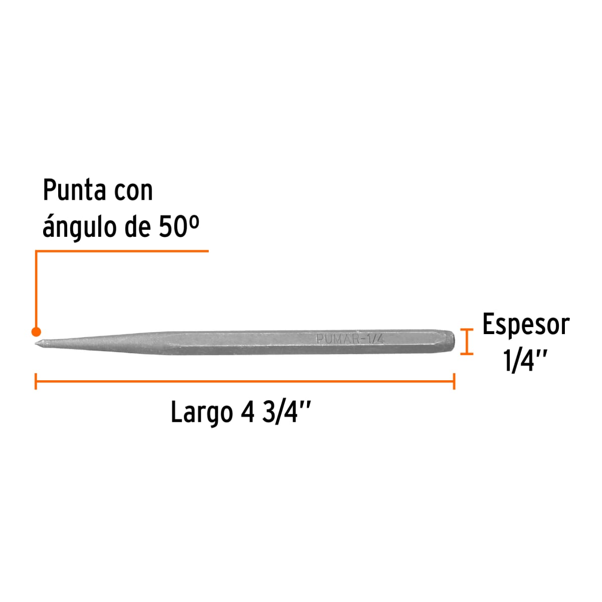 Punzón 1/4'' para marcar largo 4-3/4'' Truper3