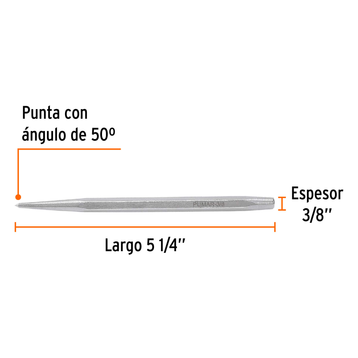 Punzón 3/8'' para marcar. largo 4-3/4'' Truper3