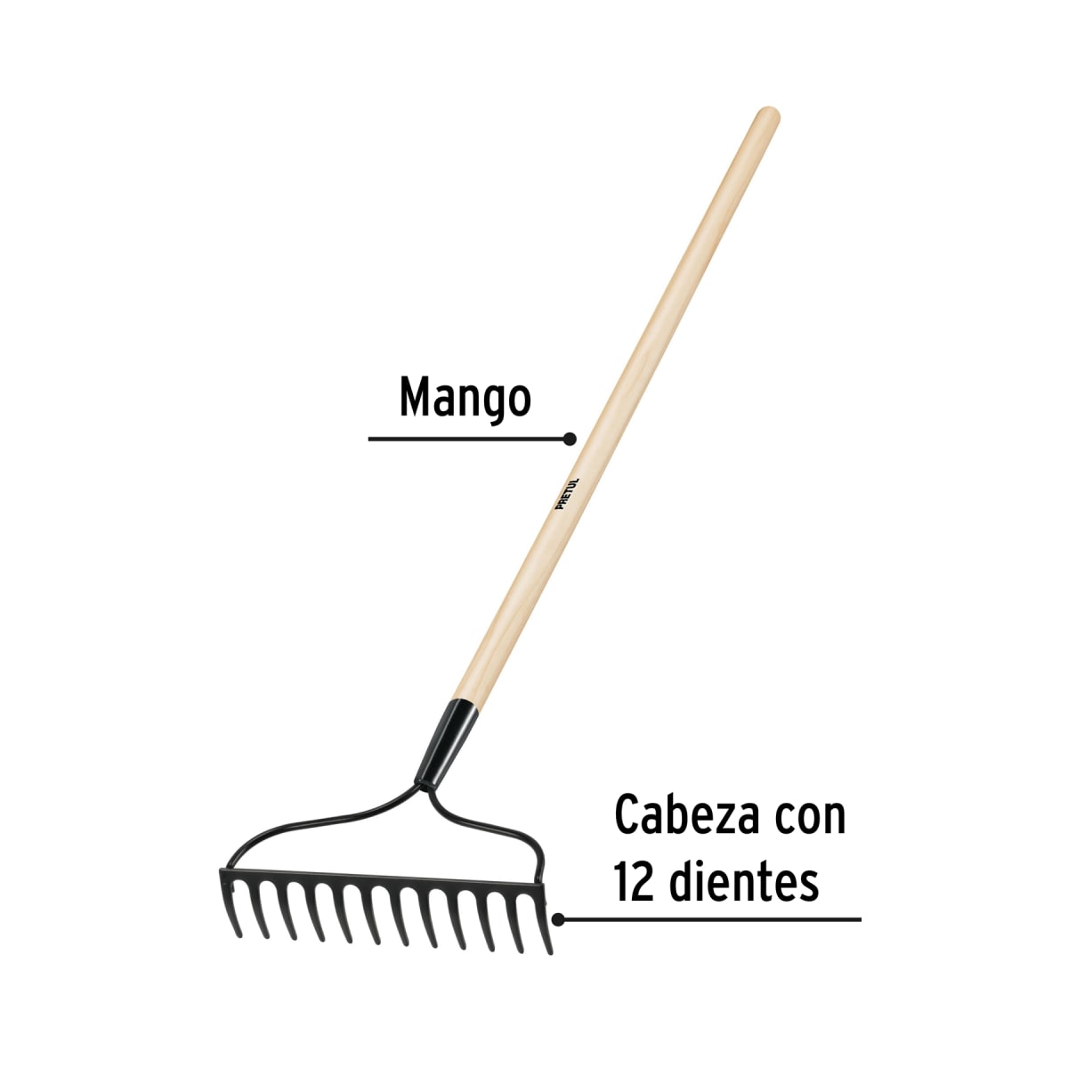 Rastrillo jardinero. 12 dientes. pretul2