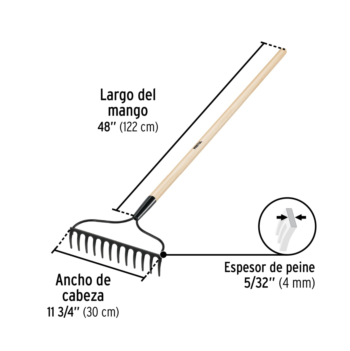 Rastrillo jardinero. 12 dientes. pretul3