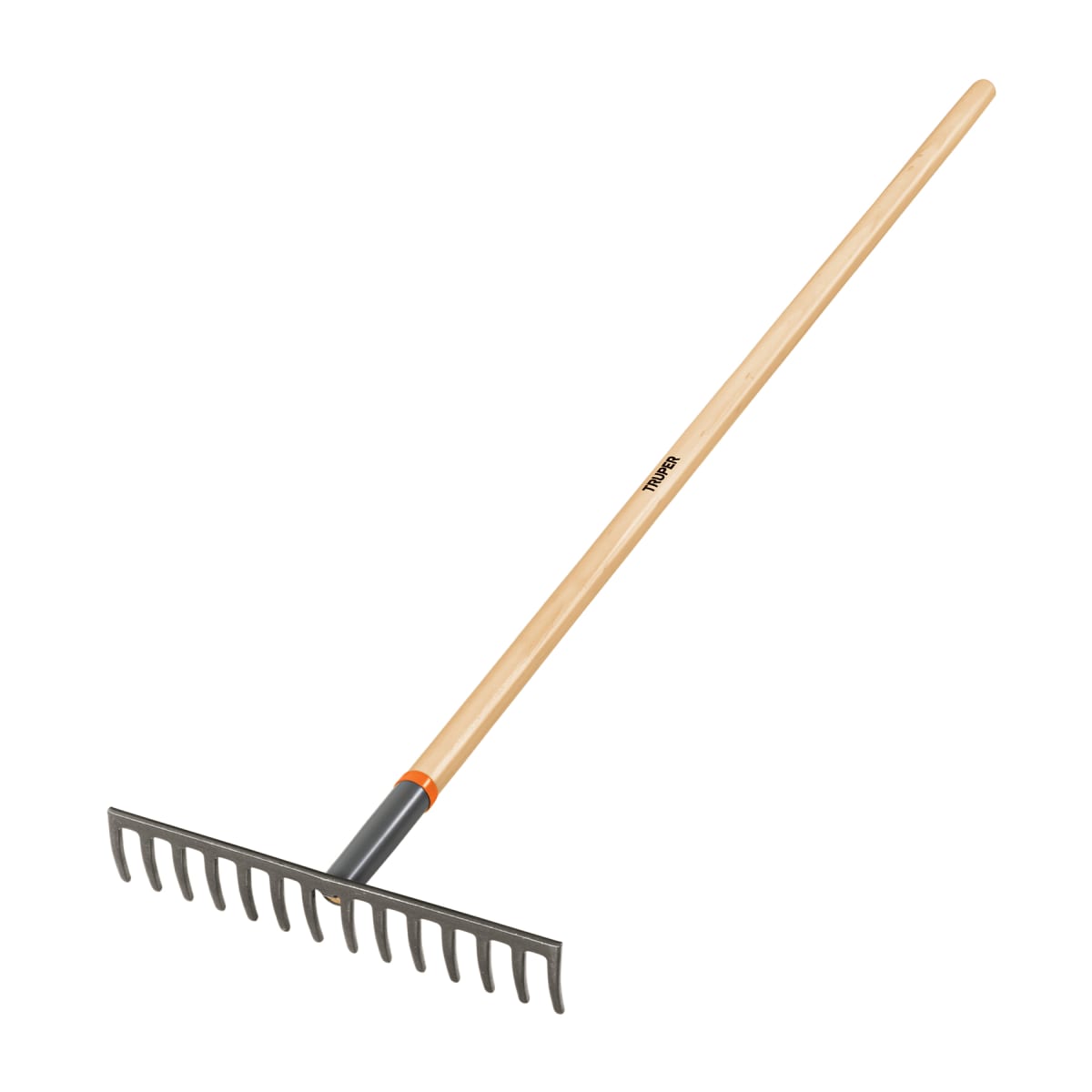Rastrillo recto de 14 dientes. mango de 54''. truper1