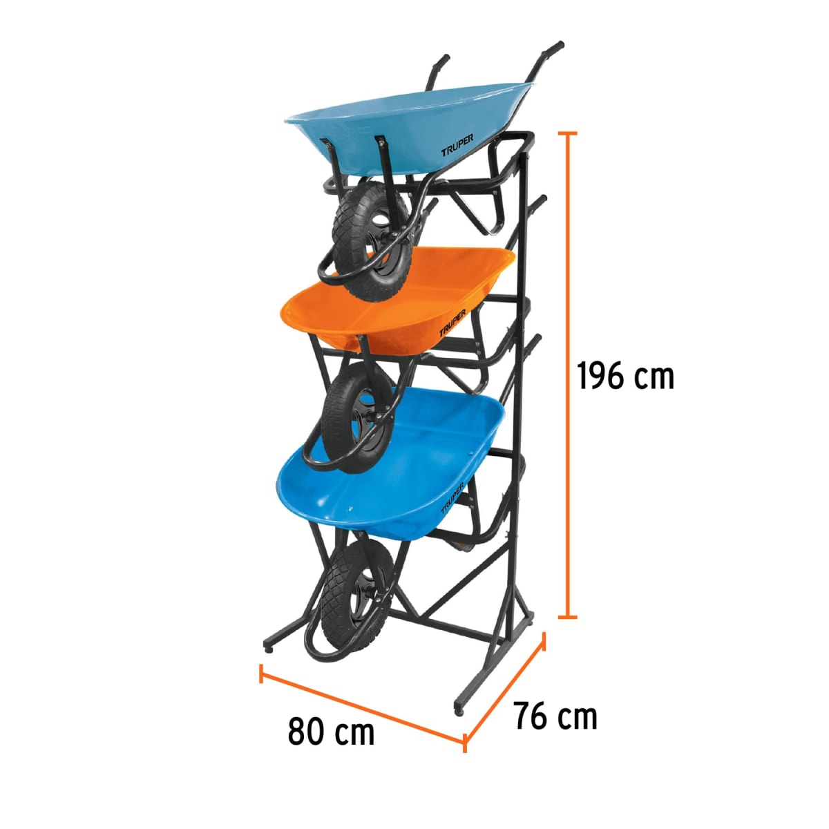 Rack para 3 carretillas estibadas Truper, Truper2