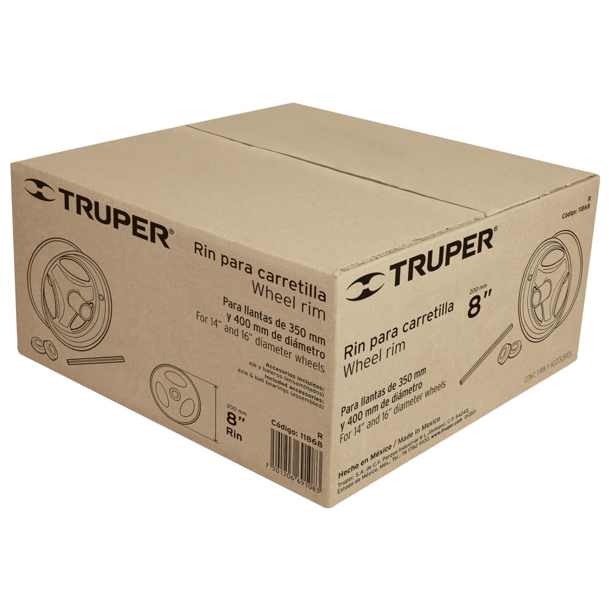 Juego de aro eje y baleros para carretillas Truper4