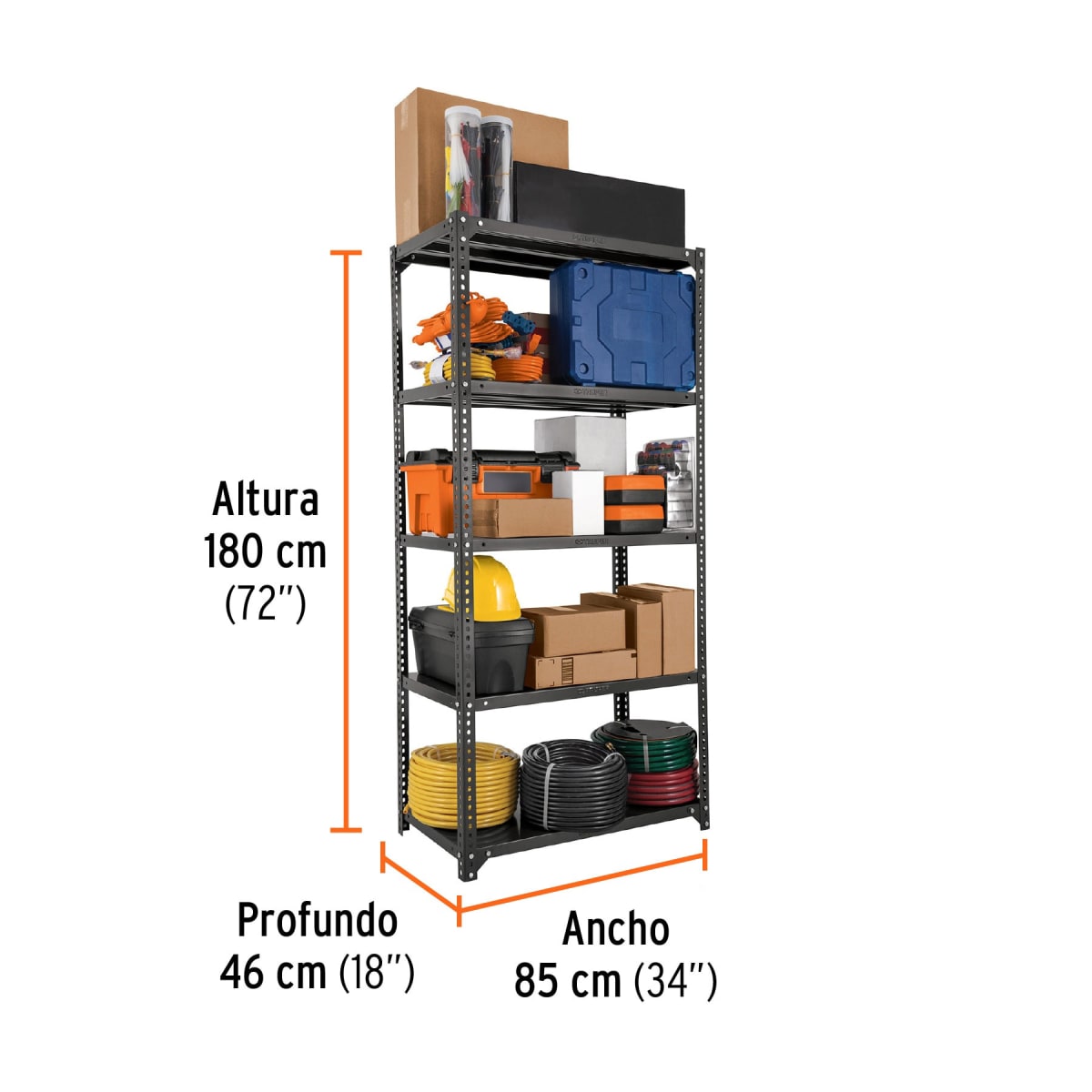 Estante metálico con 5 repisas soporta 80 kg Truper2