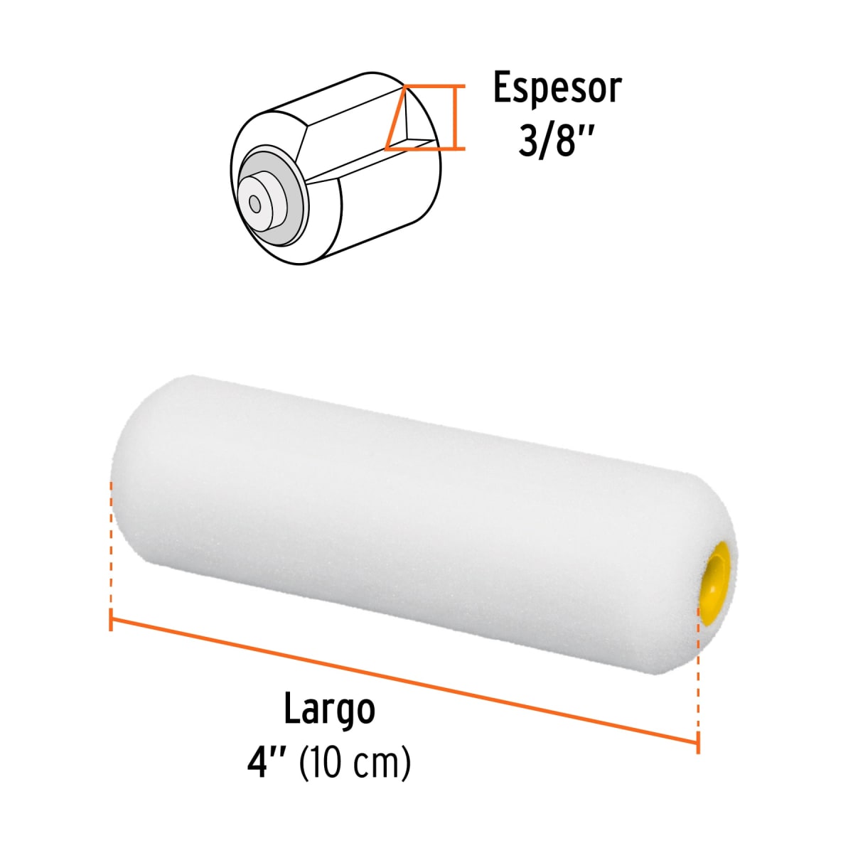 Felpa de esponja para mini rodillo 4´´ x 3/8´´, Truper3